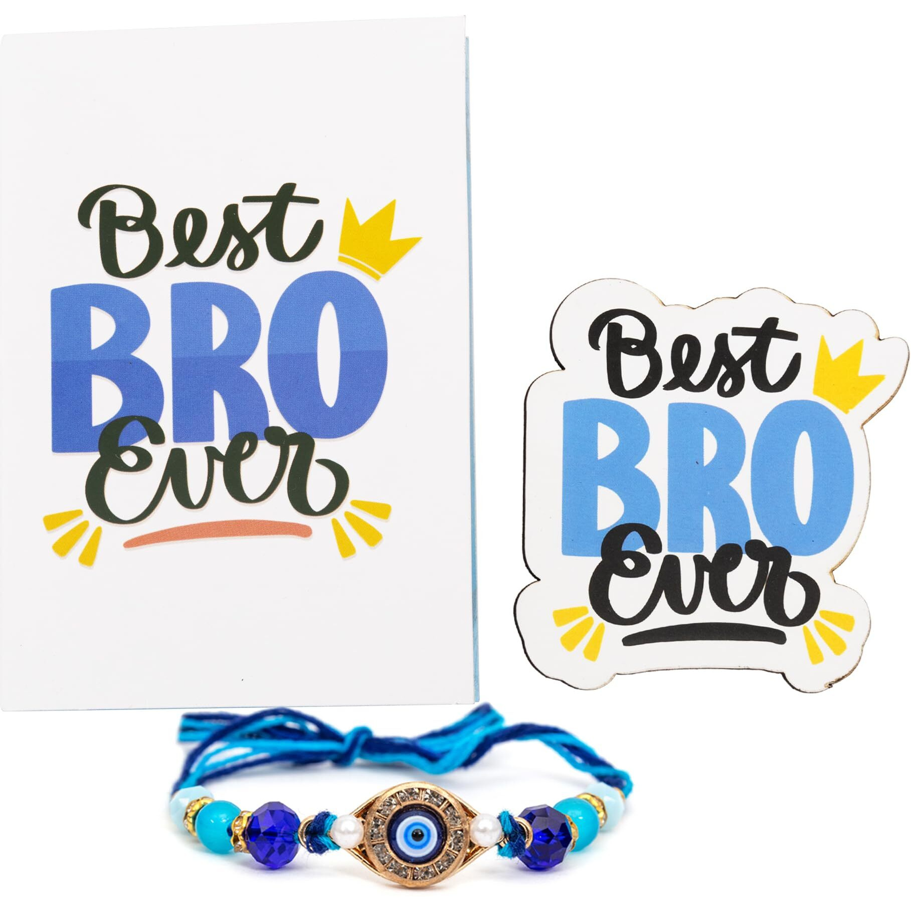 To The Nines Boy's Rakhi Gift Set For Brother - Rakhi With Fridge Magnet, Tilak Material & Greeting Card