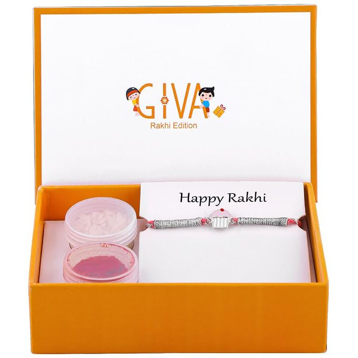 Giva 925 Silver Cup Cake Rakhi For Kids| Raksha Bandhan Rakhi For Kids | Gift For Kids | With Certificate Of Authenticity And 925 Stamp
