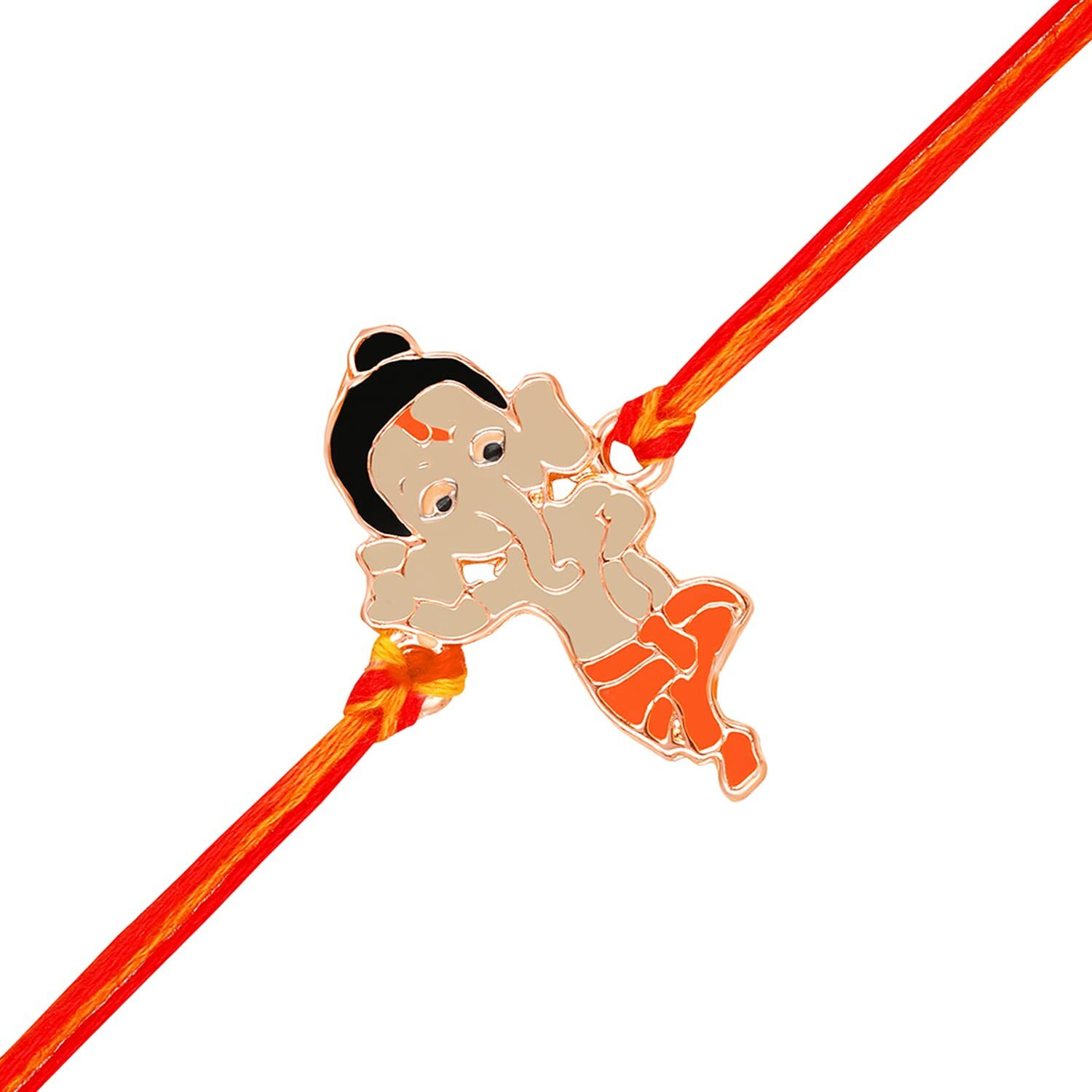 Mahi Rose Gold Plated Meena Work Bal Ganesha Rakhi For Kids (Ra1100670Z)