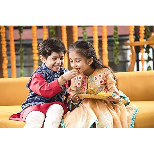 Wdk Unique- Rakhi For Brother/Bhai Rakshabandhan Bhaiya Rakhi And Bhabhi Lumba Set With Roli Chawal (1 Lumbha Rakhi And 1 Rakhi)