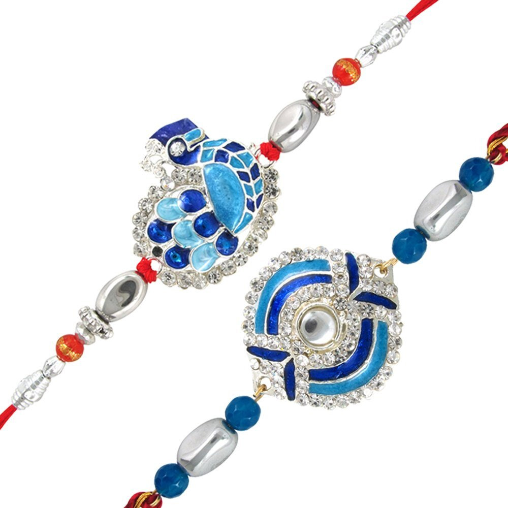 Mahi Combo Of Magnificient Two Rakhis With Crystals For Men/Boys Co1104266R