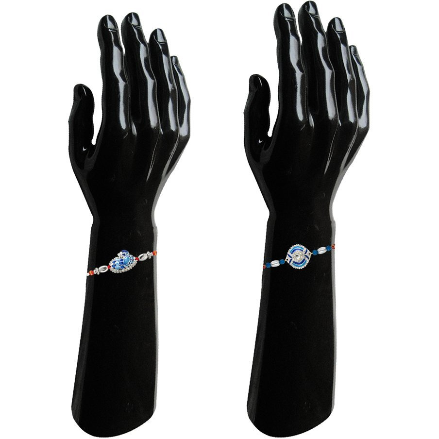 Mahi Combo Of Magnificient Two Rakhis With Crystals For Men/Boys Co1104266R