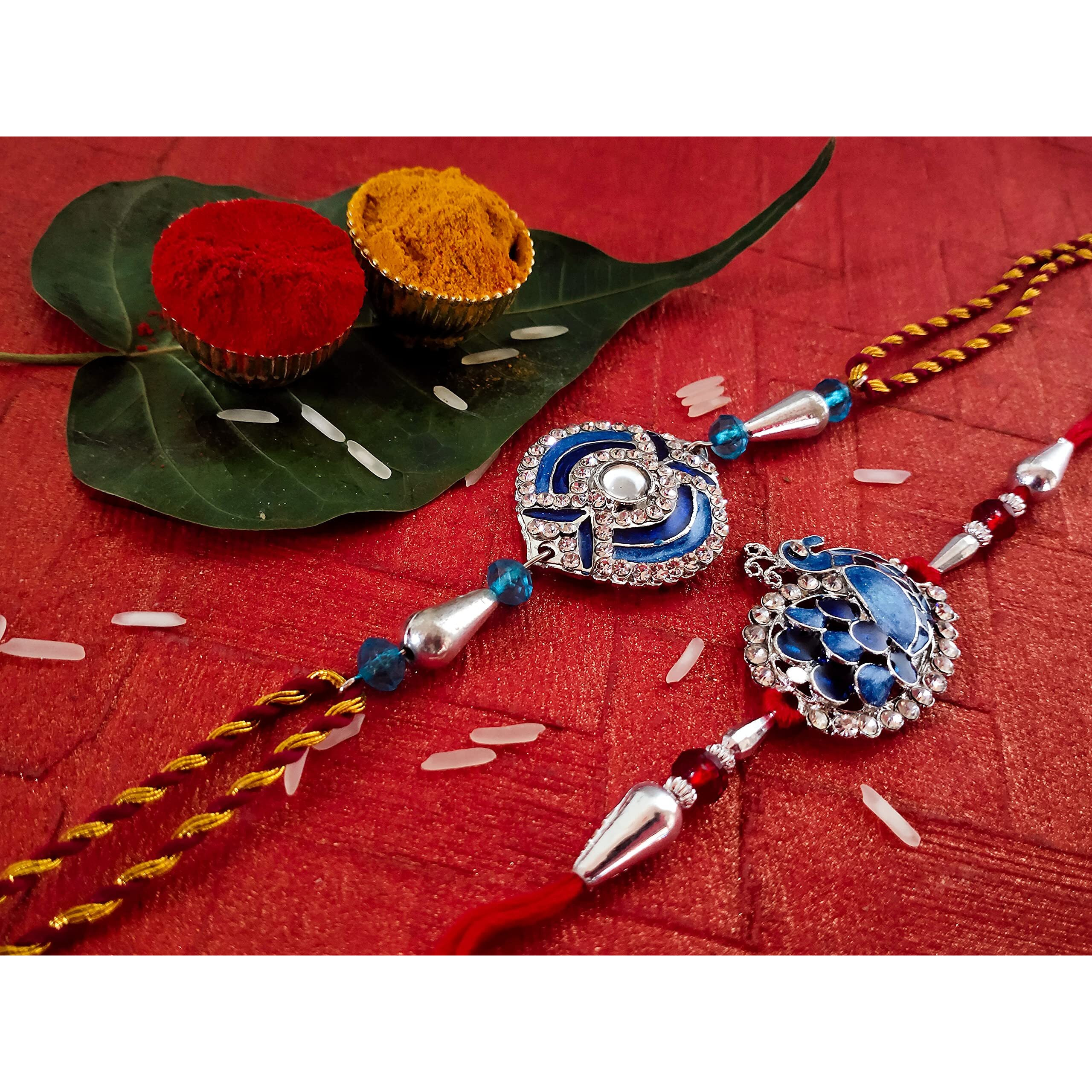 Mahi Combo Of Magnificient Two Rakhis With Crystals For Men/Boys Co1104266R