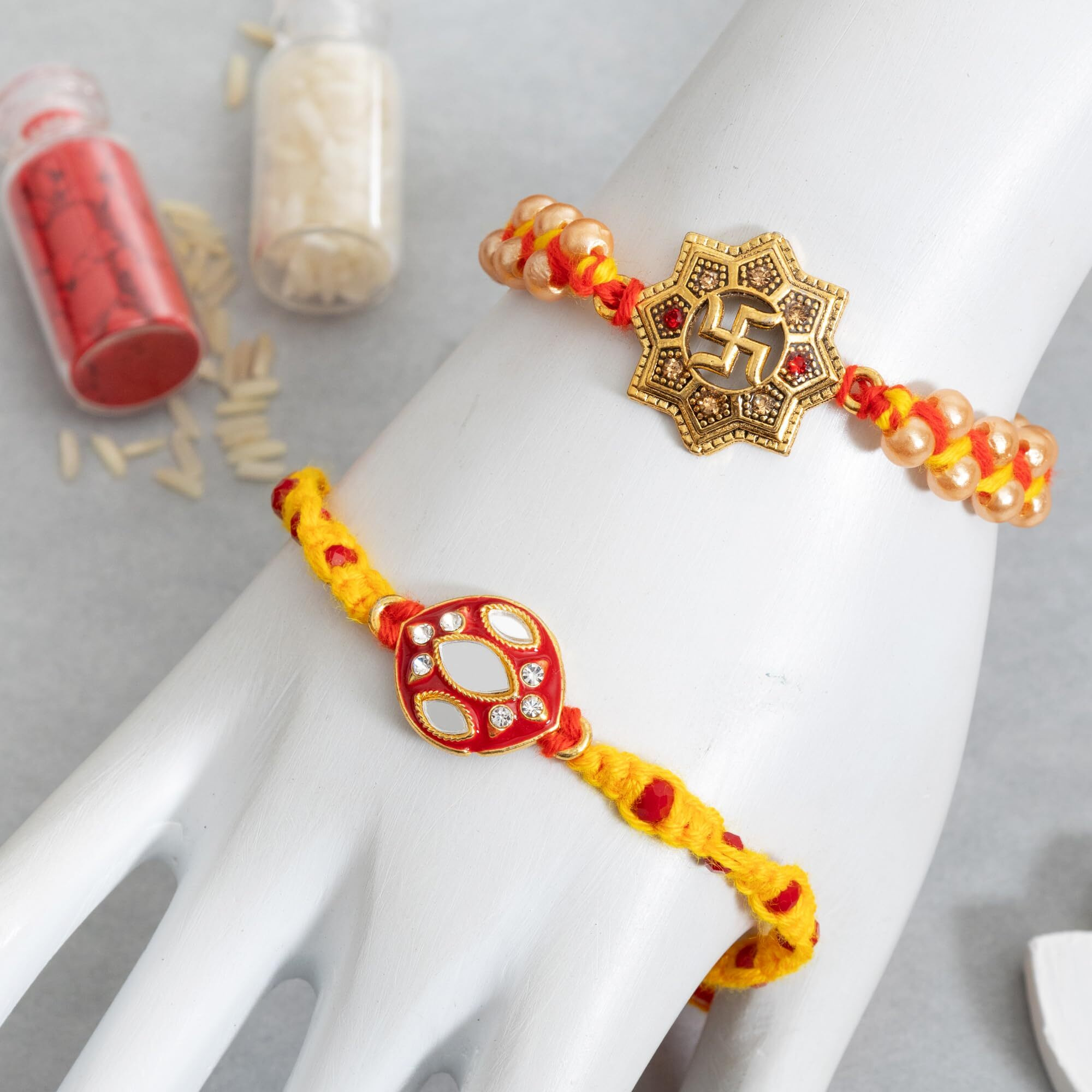To The Nines Rakhi For Brother With Tilak Material & Greeting Card - Pack Of 2 Rakhi