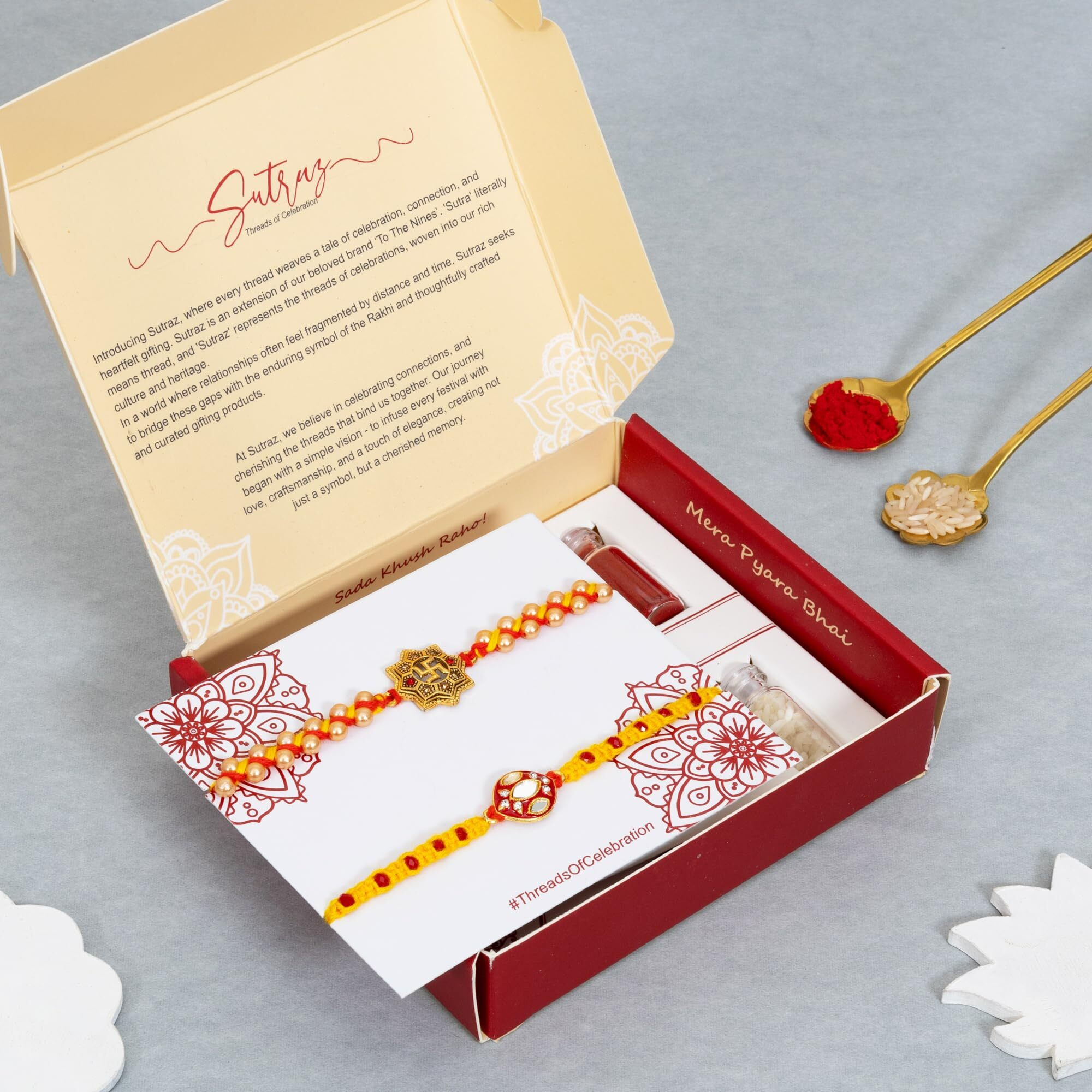 To The Nines Rakhi For Brother With Tilak Material & Greeting Card - Pack Of 2 Rakhi
