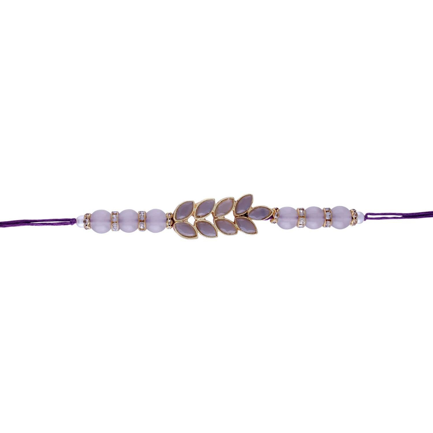 I Jewels Mens Kundan Pearl Rakhi With Roli Chawal & Rakshabandhan Card For Brother/Bro/Bhai (R067Gr)