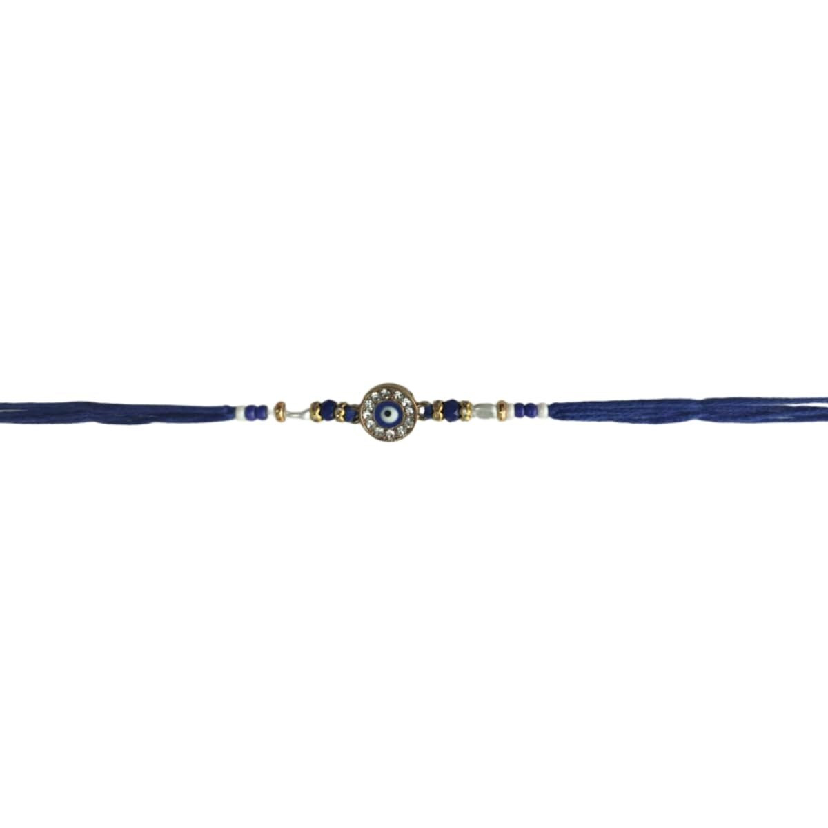 Accessher Mens Traditional Semi Precious Stones Studded Evill Eye Rakhi Beloved Brother & Gifting With Roli Kumkum Packets & Happy Rakshabandhan Card