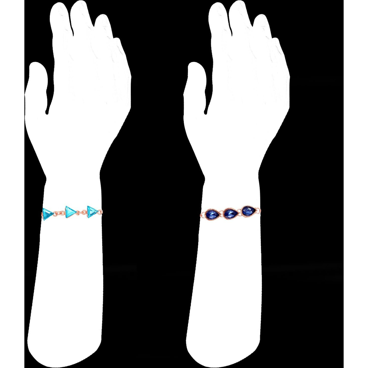 Mahi Combo Of Geometric Design Crystals Studded 2 Bracelet Style Rakhis For Brother, Bhai, Bro (Rco1105708Z)