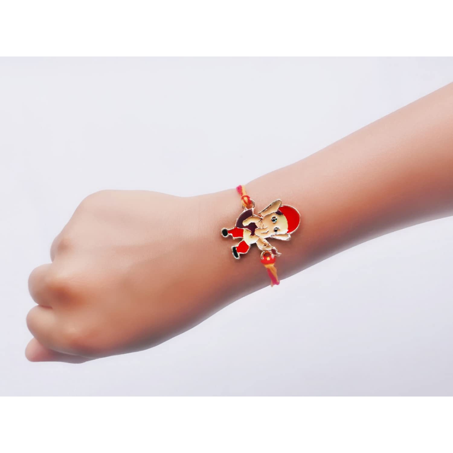 Mahi Rose Gold Plated Meena Work Bal Ganesha Rakhi For Kids (Ra1100668Z)