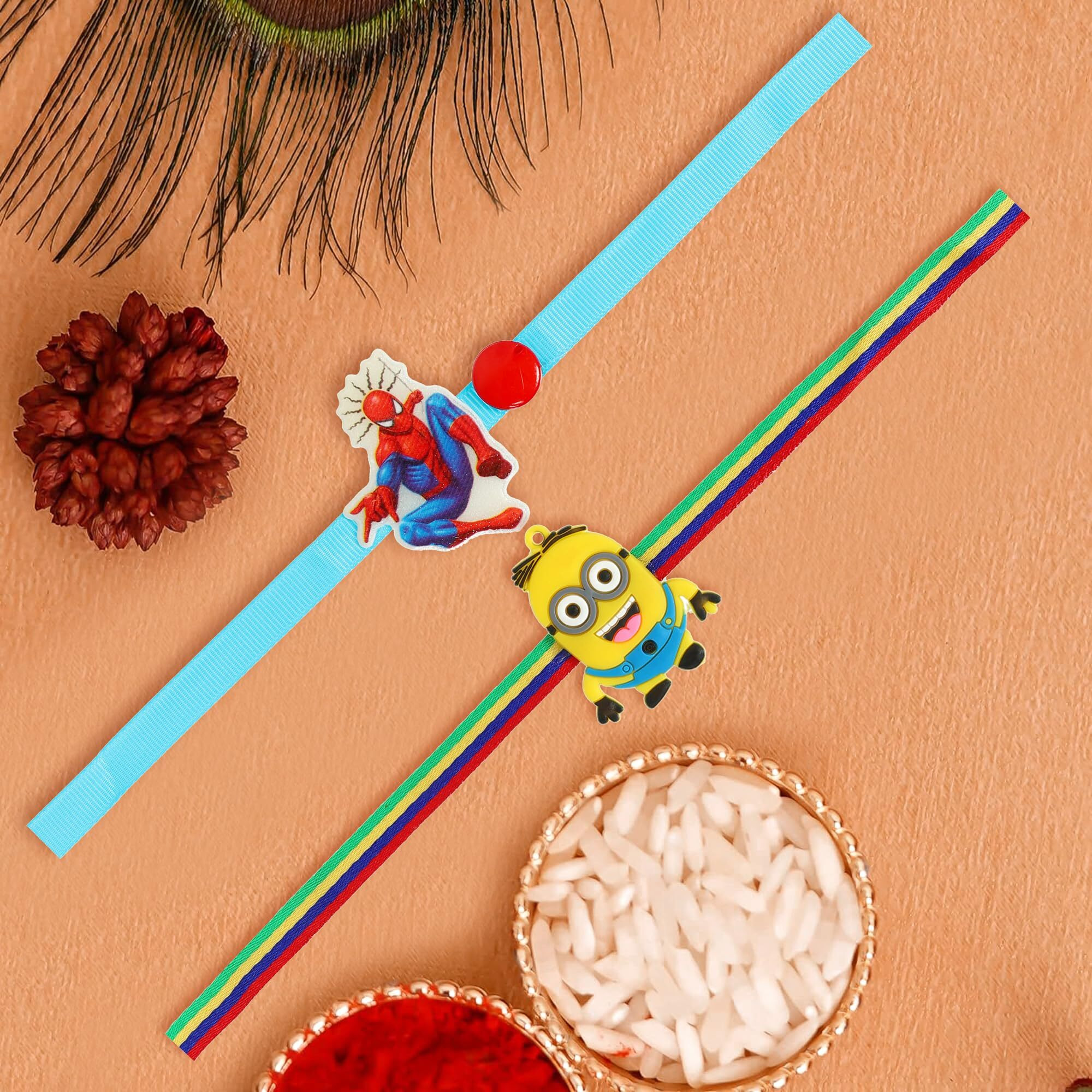 University Trendz Combo Set Of 2 Spider & Minions Kids Rakhi