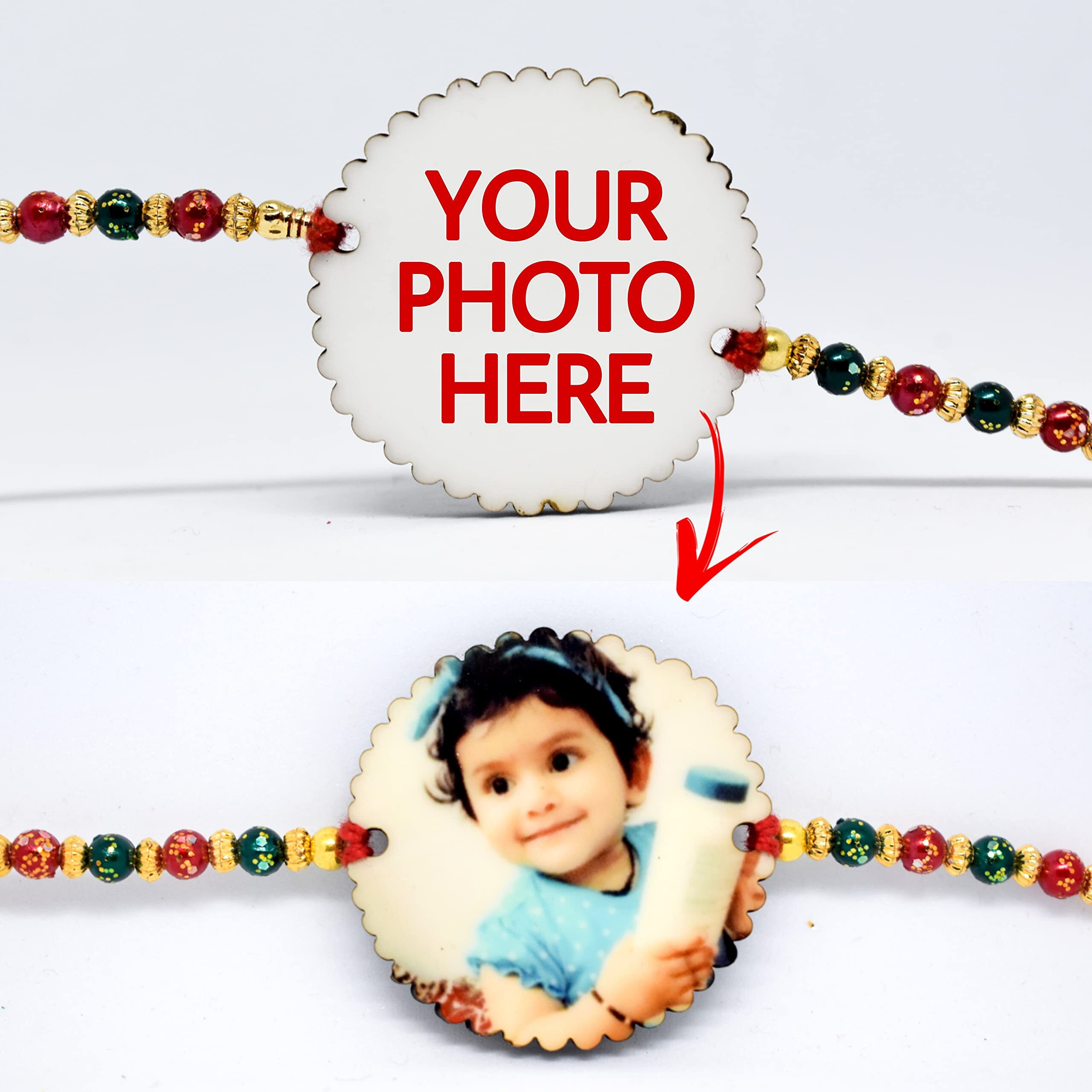Thewhoop Personalized/Customised Designer Rakhi Photo Or Print Name For Brothers - Raksha Bandhan Gift (Pack Of 2) (Photorakhi-Round-Shape)