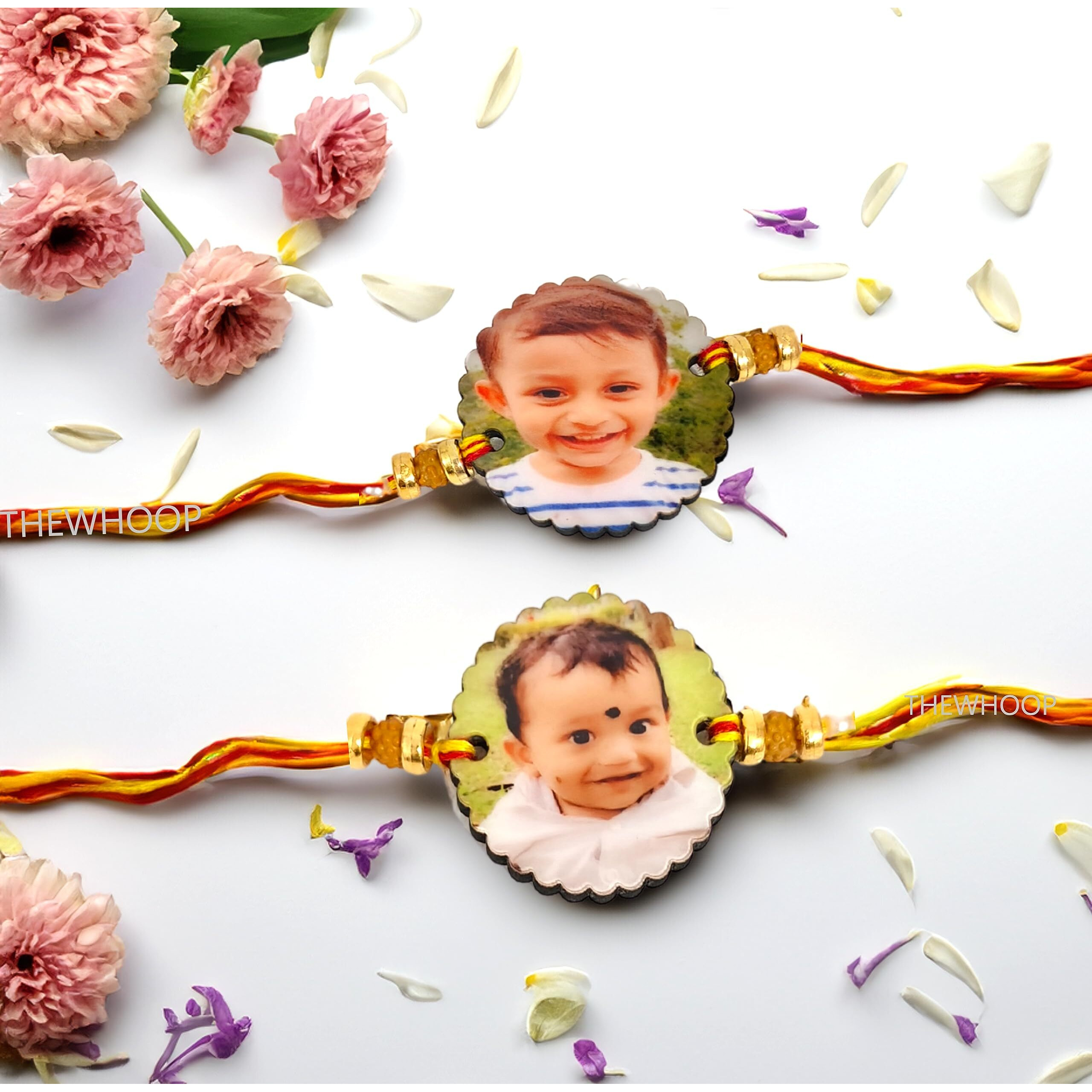 Thewhoop Personalized/Customised Designer Rakhi Photo Or Print Name For Brothers - Raksha Bandhan Gift (Pack Of 2) (Photorakhi-Round-Shape)