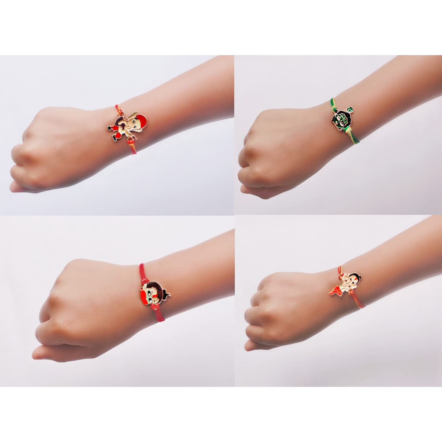 Mahi Combo Of Bal Hanuman Bal Ganesh And Bal Krishna Kids Rakhi With Meena Work (Rco1105327Z)