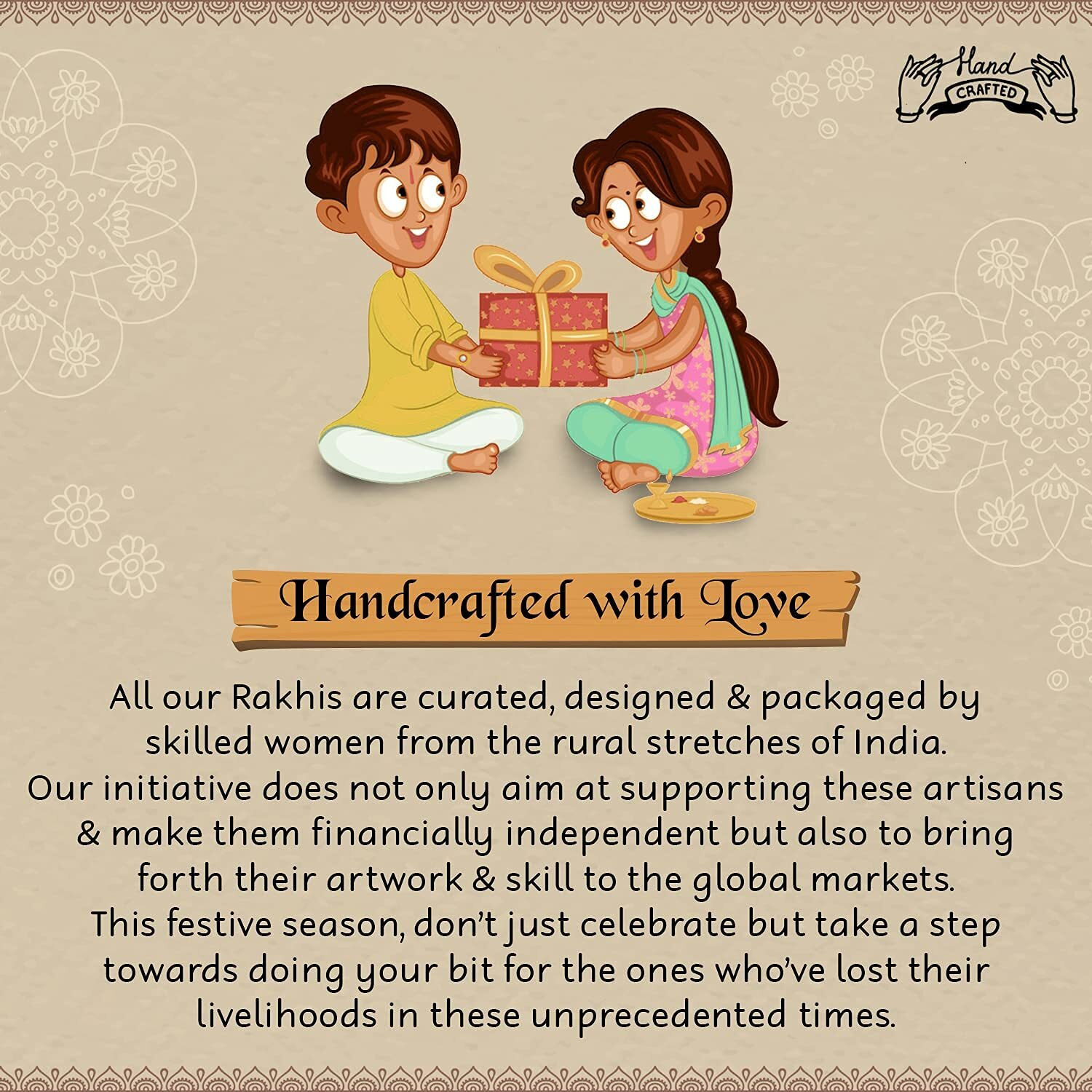 I Jewels Mens Ethnic Metal Bro Rakhi With Roli Chawal & Rakshabandhan Card For Brother/Bro/Bhai (R059-R) (Pack Of 1 Rakhi)