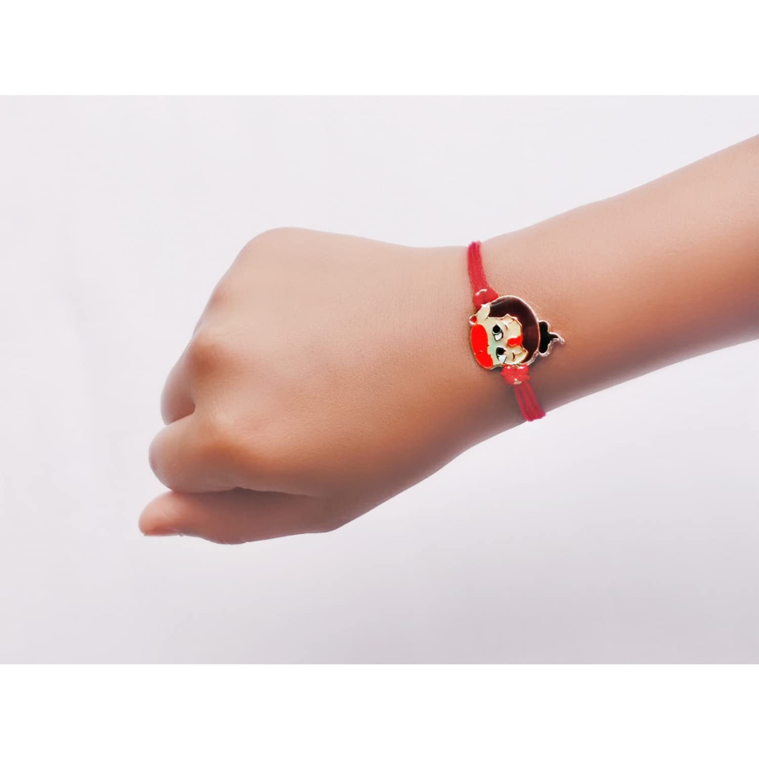 Mahi Rose Gold Plated Meena Work Bal Hanuman Rakhi For Kids (Ra1100664Z)