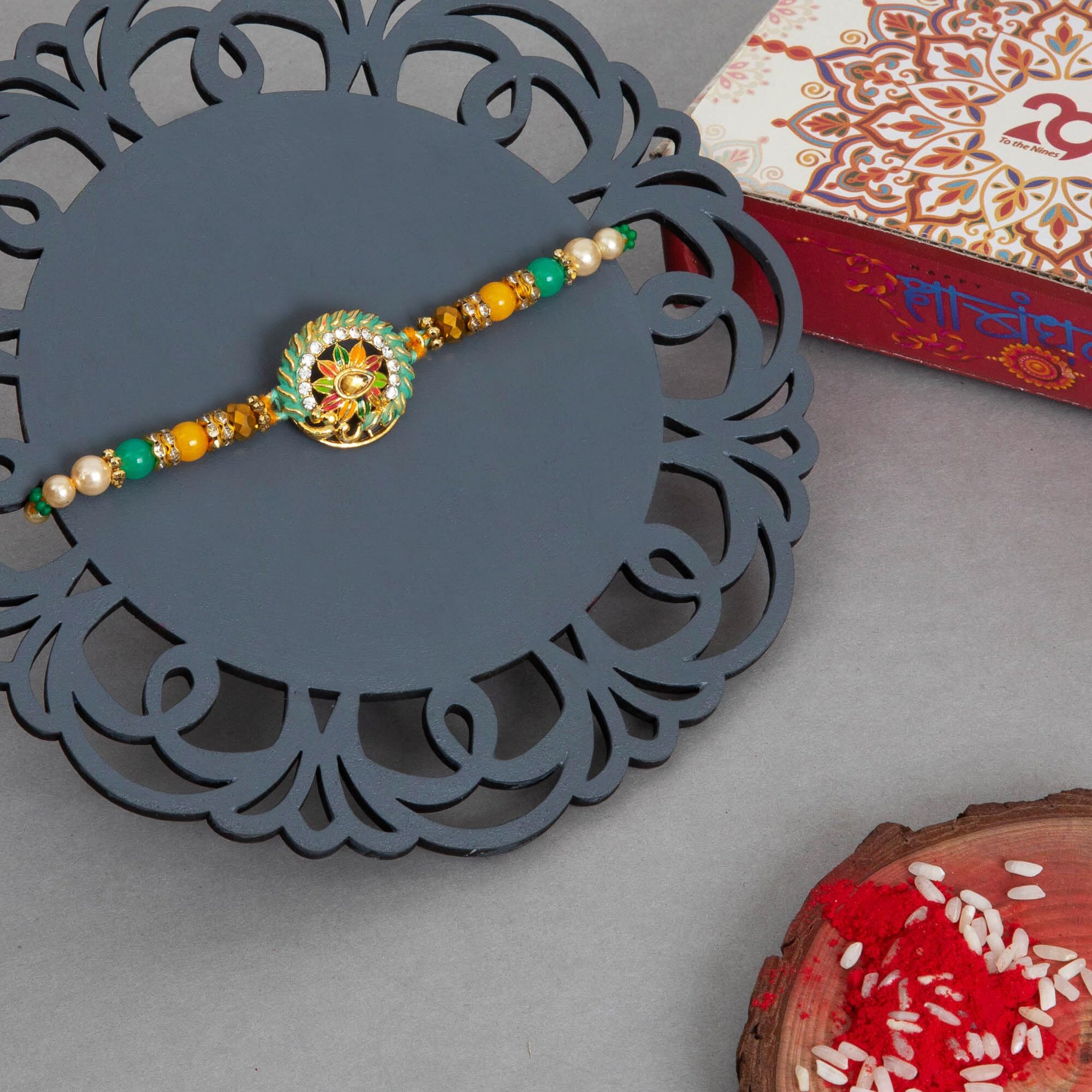 To The Nines Rakhi For Brother With Tilak Material & Greeting Card