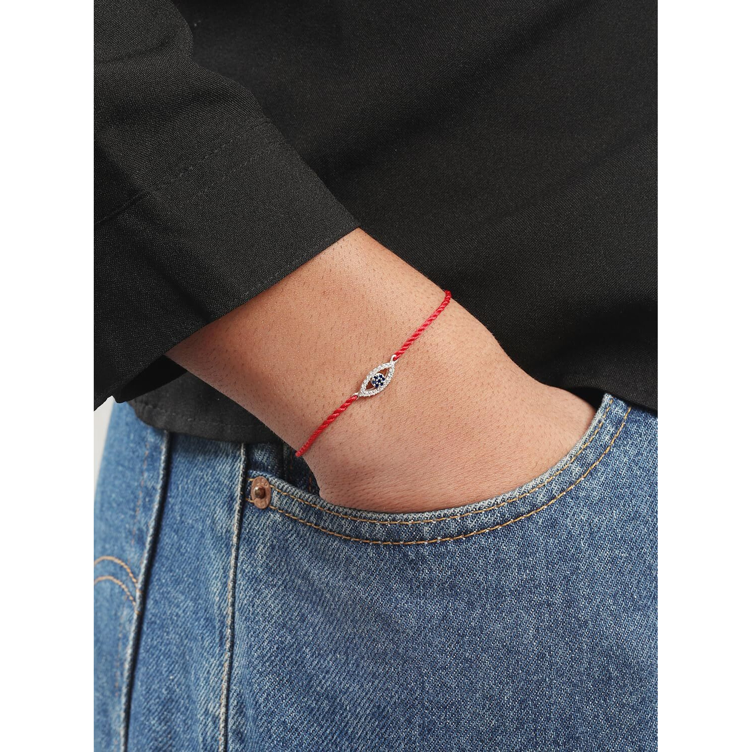 Zavya 925 Sterling Silver Evil Eye Cubic Zirconia Rhodium Plating Silver Rakhi | Rakhi For Brother- Rakshabandhan | Gift For Men & Boys |1 Year Plating Warranty | Gift For Brother