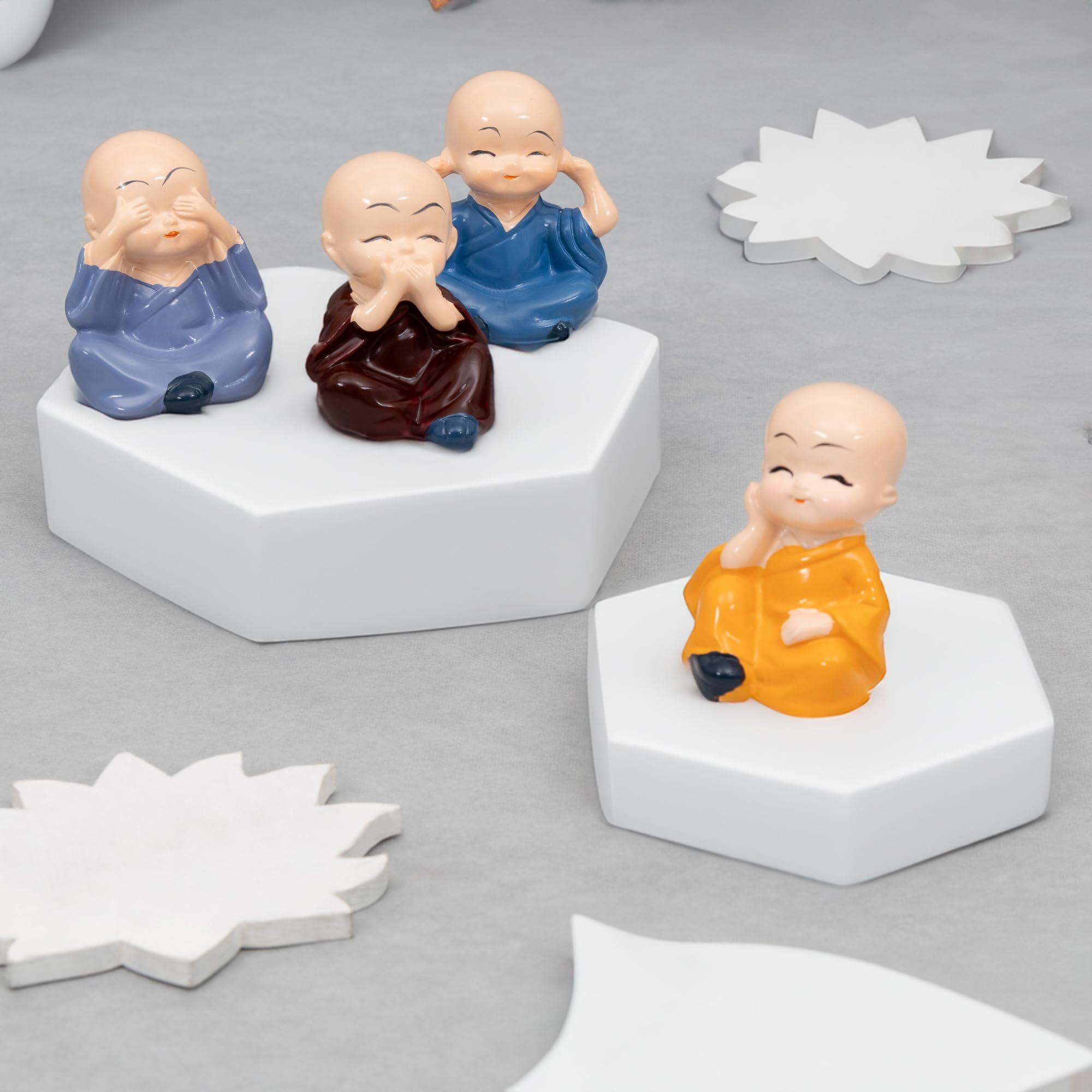 To The Nines Rakhi Gift Set For Brother Gift Combo - Rakhi With Polyresin Buddha Set Of 4, Tilak Material And Greeting Card