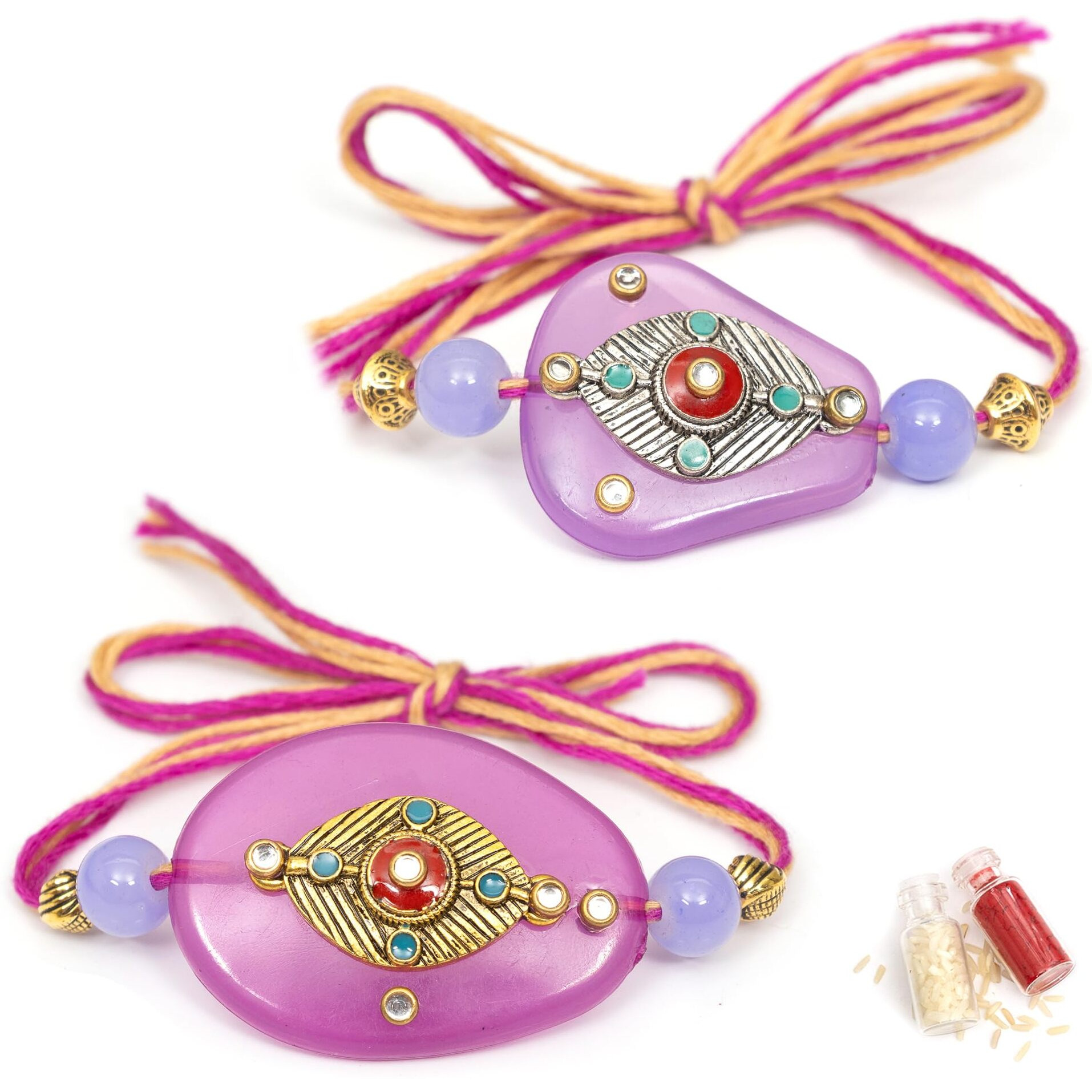 To The Nines Rakhi For Brother With Tilak Material & Greeting Card - Pack Of 2 Rakhi