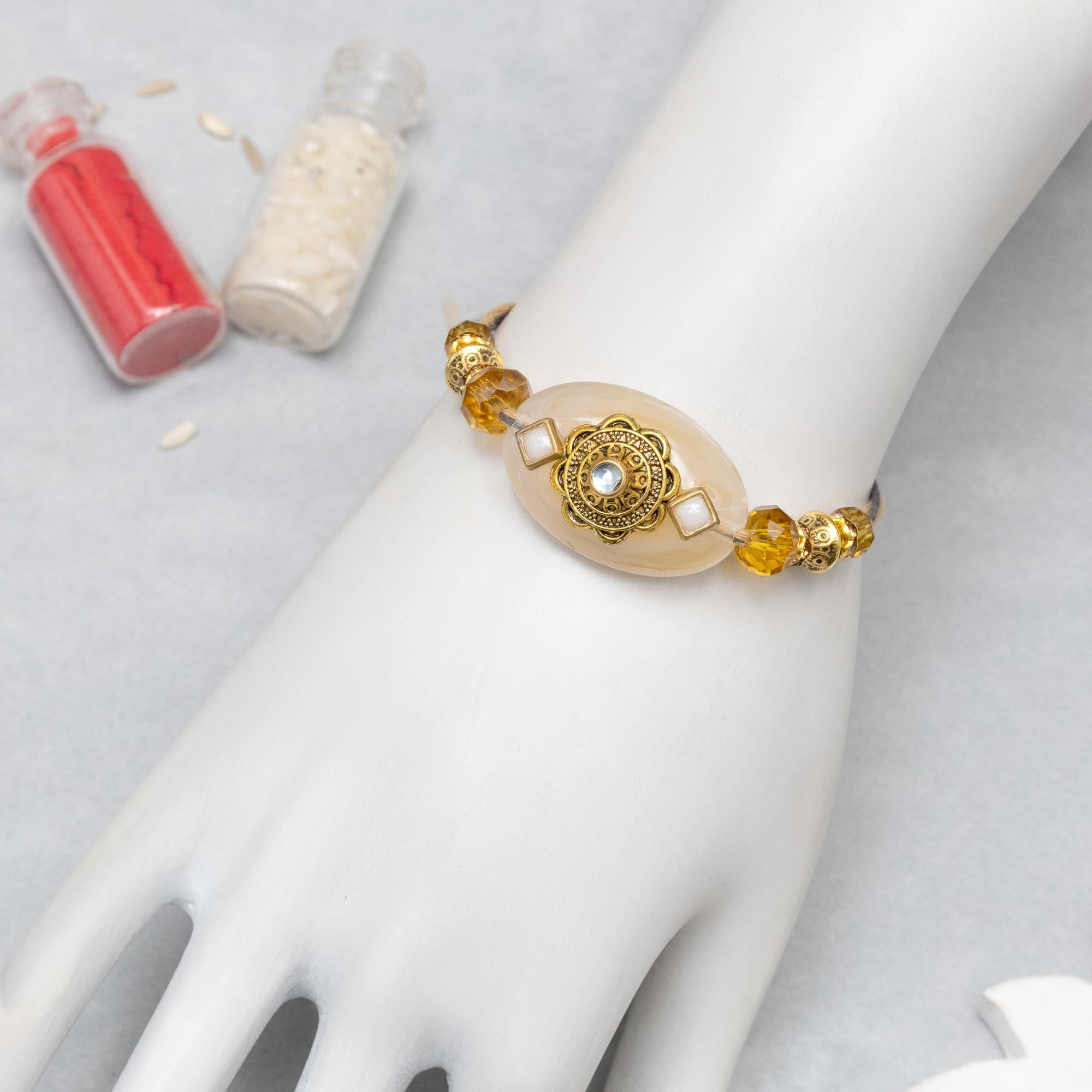 To The Nines Floral Rakhi For Brother With Tilak Material & Greeting Card