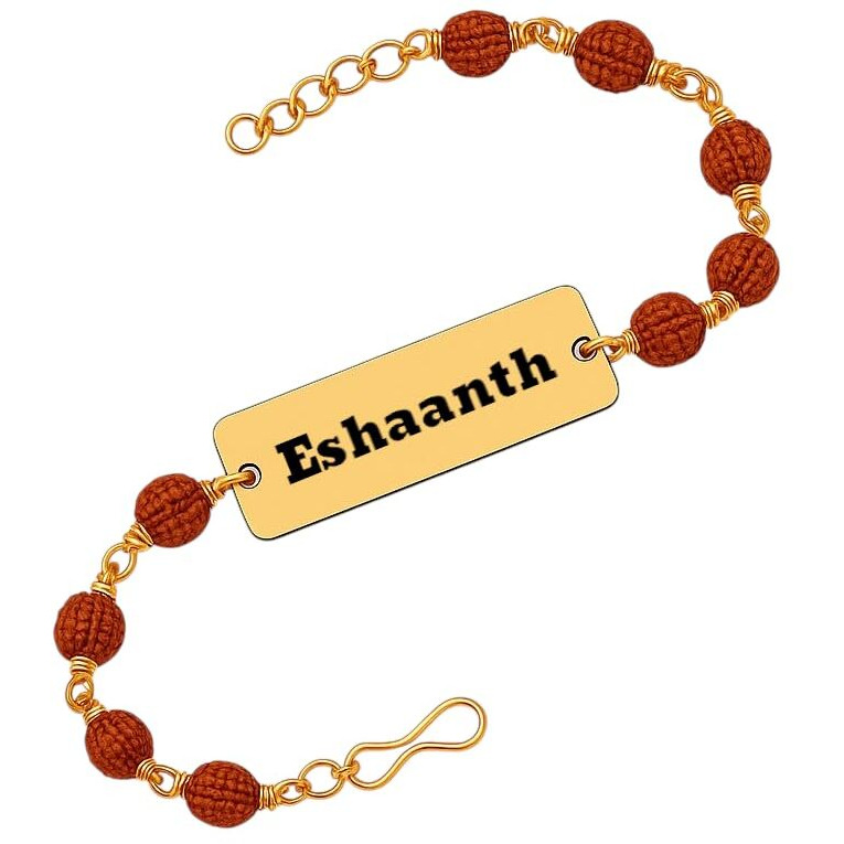 Unique Gift Items Personalized Rakhi For Brother | Stylish And Trendy Customized Artificial Rudraksh Rakhi Sk 59 (Pack Of 1)