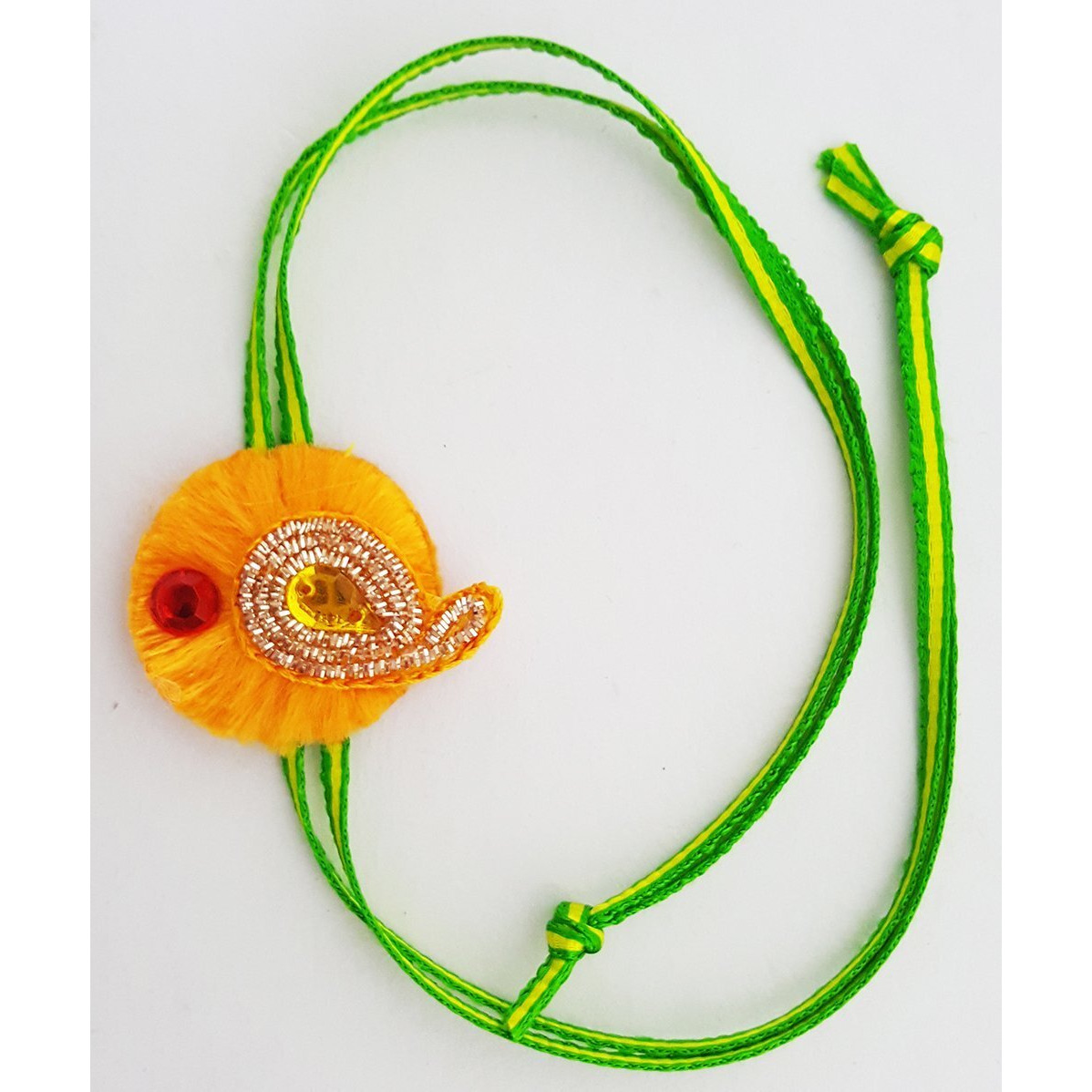 Mehrunnisa Fabric And Dabka Rakhi With Roli & Chawal For Boy's (Green)