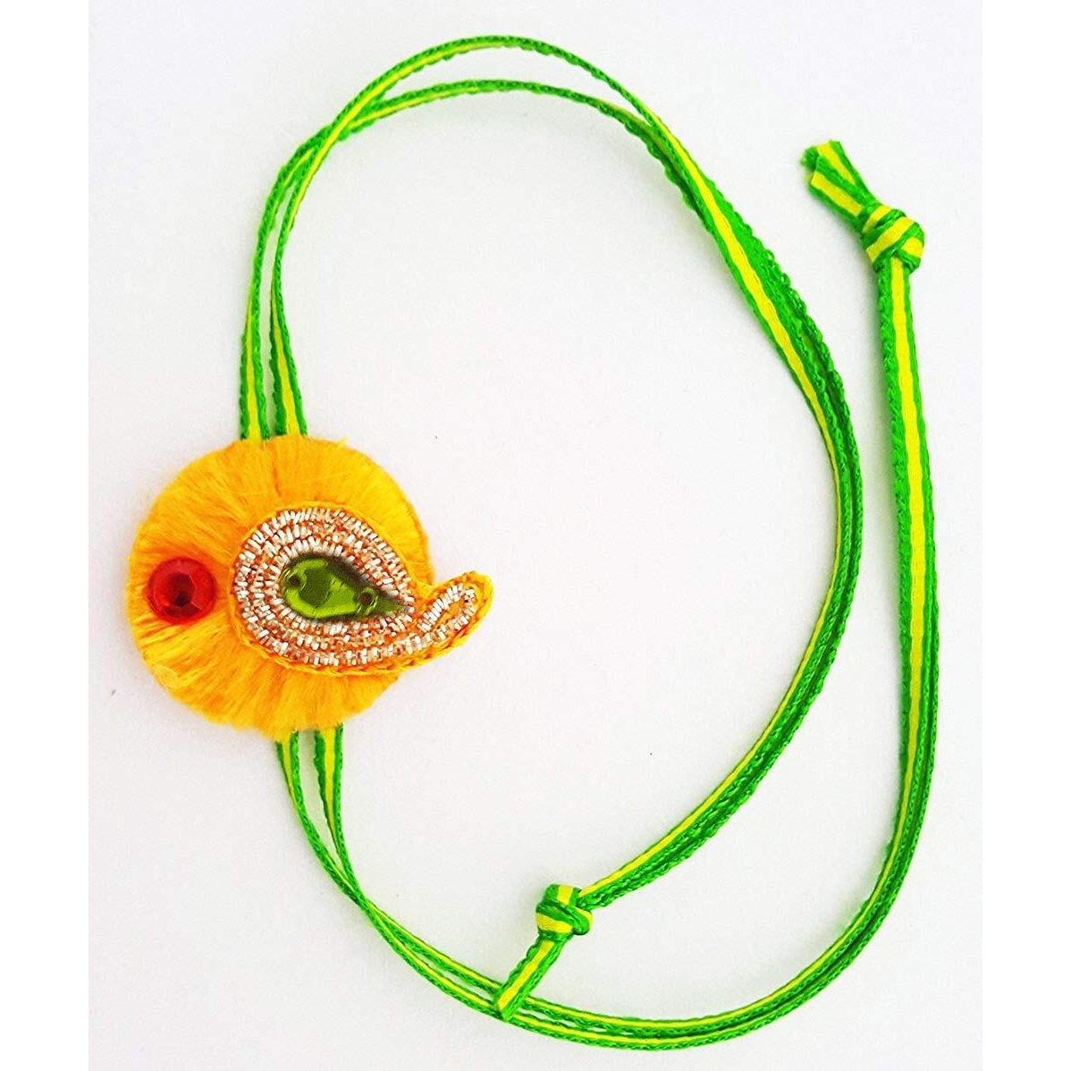 Mehrunnisa Fabric And Dabka Rakhi With Roli & Chawal For Boy's (Green)