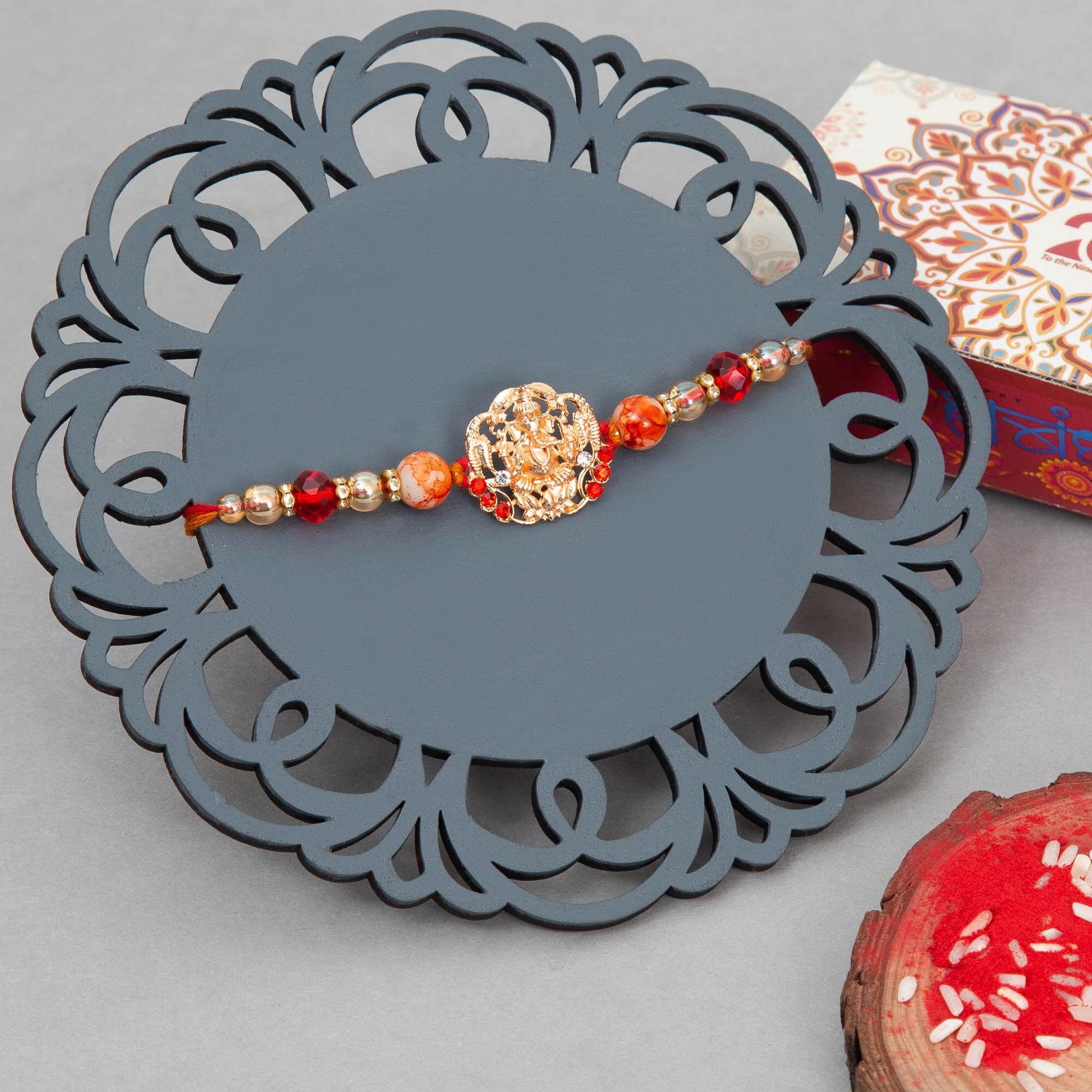 To The Nines Men's Rakhi For Brother With Tilak Material & Greeting Card