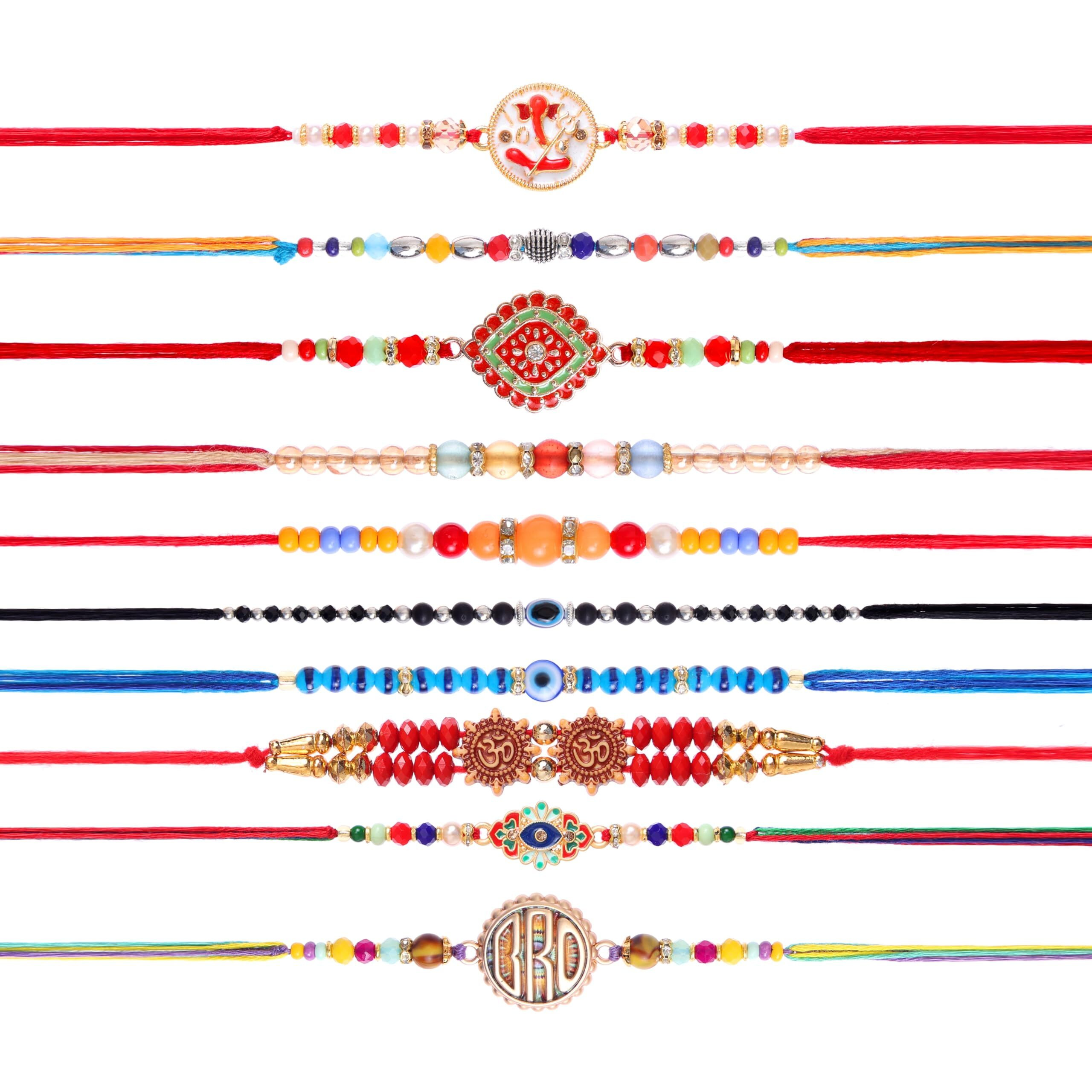 Fashion Frill Mens Rakshabandhan Rakhi For Brother Set Combo Of 10 (Rk129)