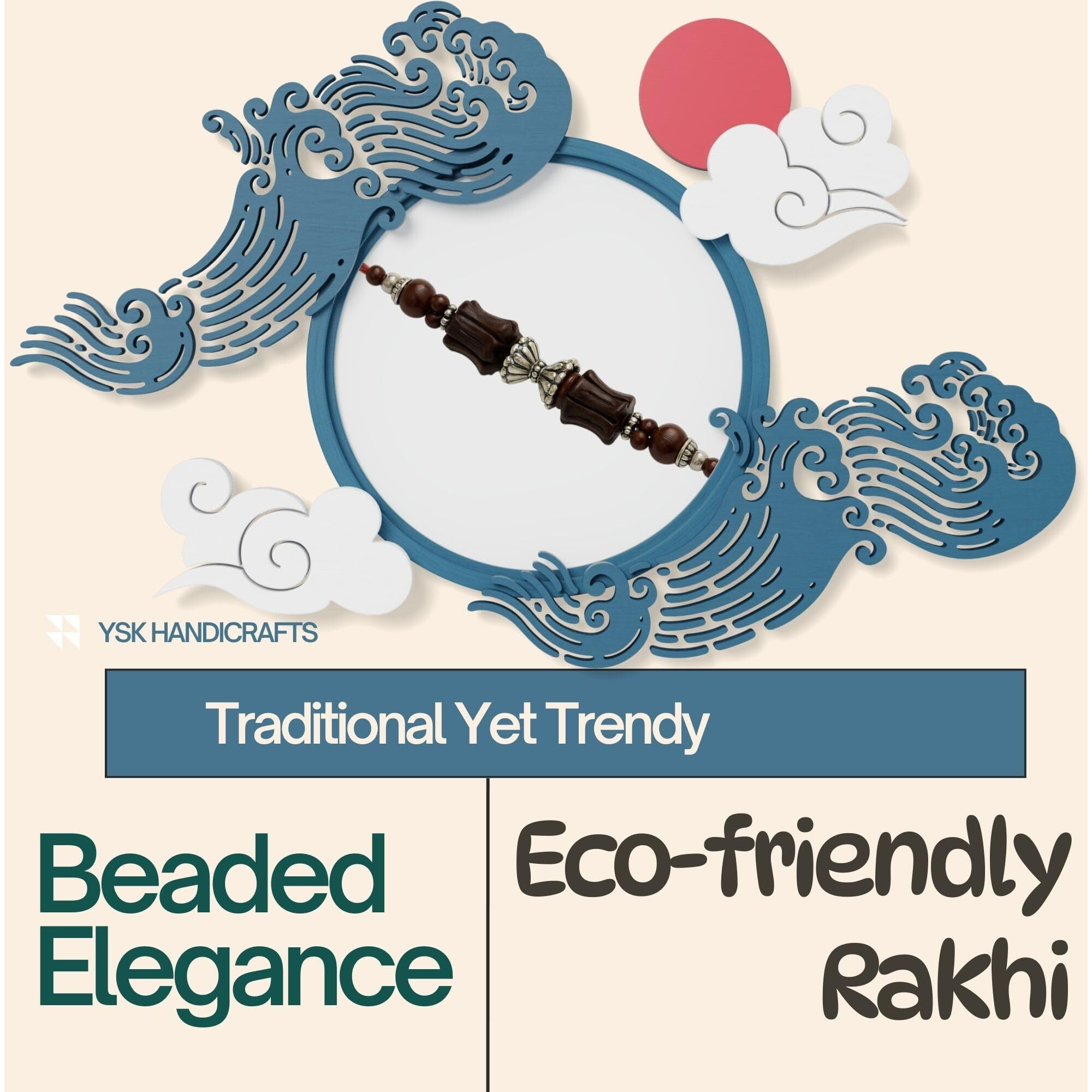 Rdk Sandalwood Charm Bracelet Wrist Band Sacred Thread For Raksha Bandhan, Thread Of Love Bracelet, Bandhan For Brother, Personalised Brother Sister Rakhi Gift (Lal Chandan Lotus)