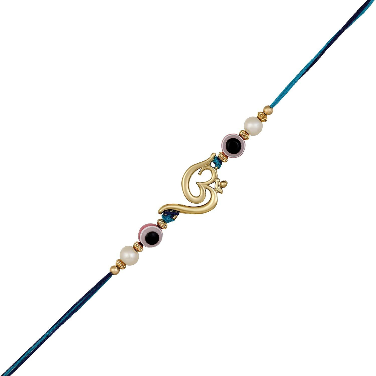 Mahi Gold Plated Evil Eye And Om Rakhi For Bhaiya (Ra1100723G)