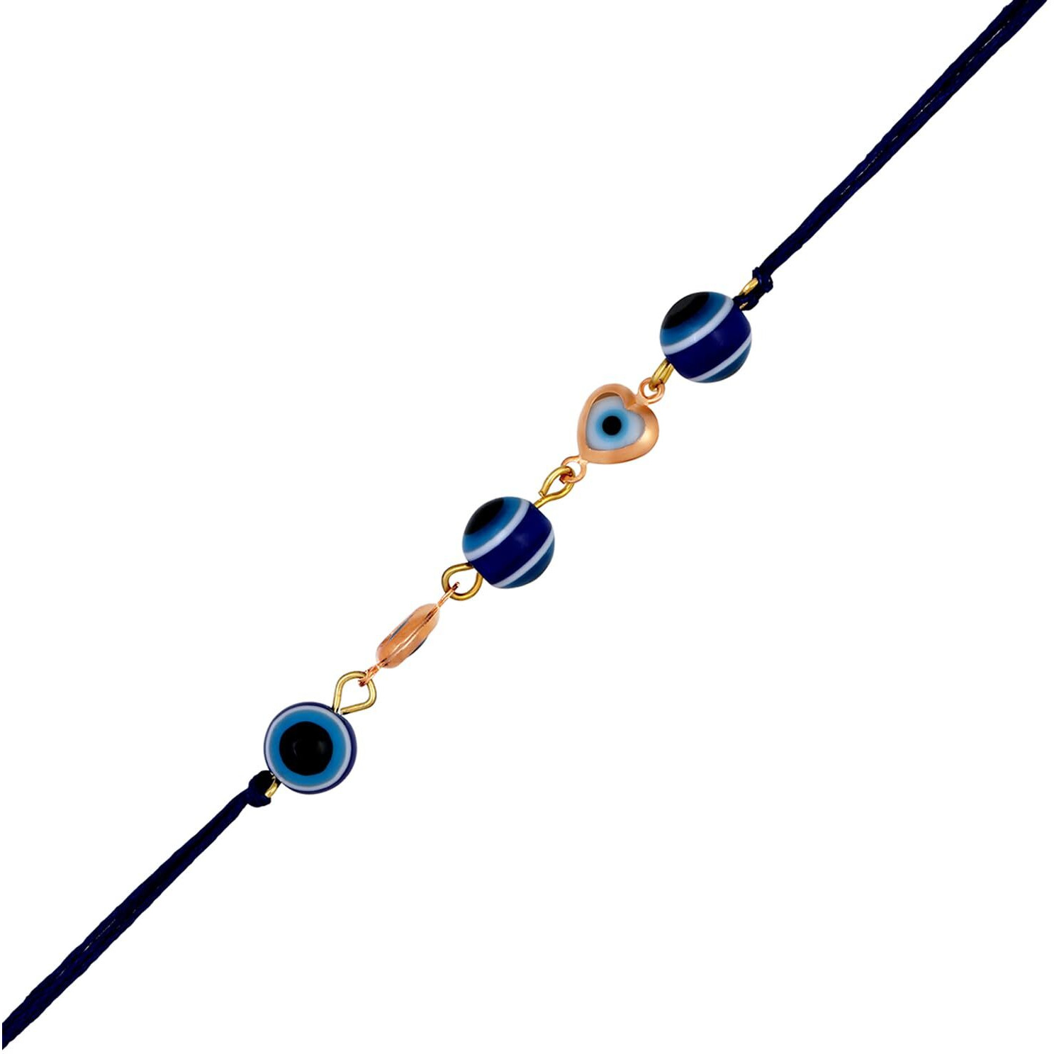 Mahi Gold Plated Auspicious Evil Eye Tiny Hearts Rakhi For Brother (Ra1100721G)