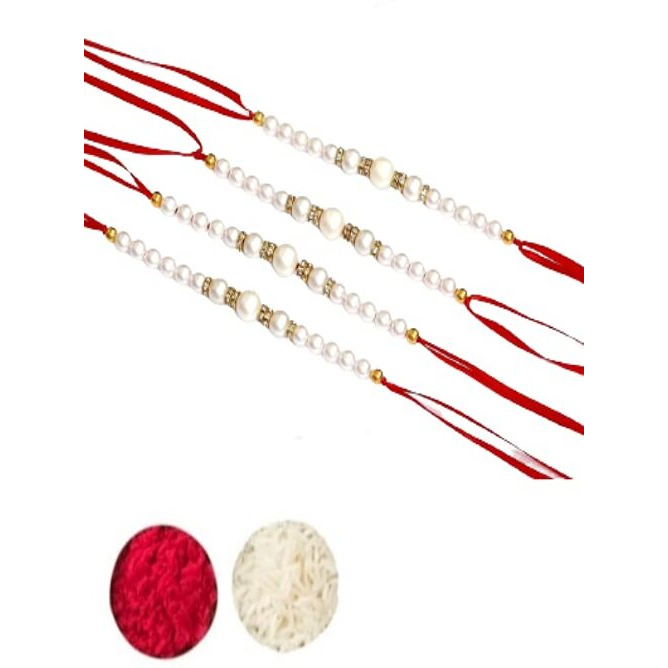 Genric Yash Gems Beautiful Combo Of 4 Motiladi Rakhi & Kada For Brother|For Bhaiya|For Bhiya & Bhabhi