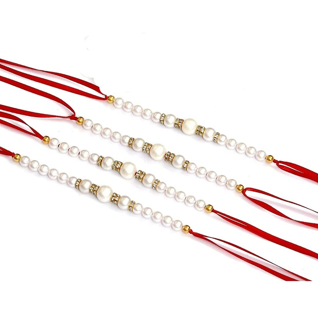 Genric Yash Gems Beautiful Combo Of 4 Motiladi Rakhi & Kada For Brother|For Bhaiya|For Bhiya & Bhabhi
