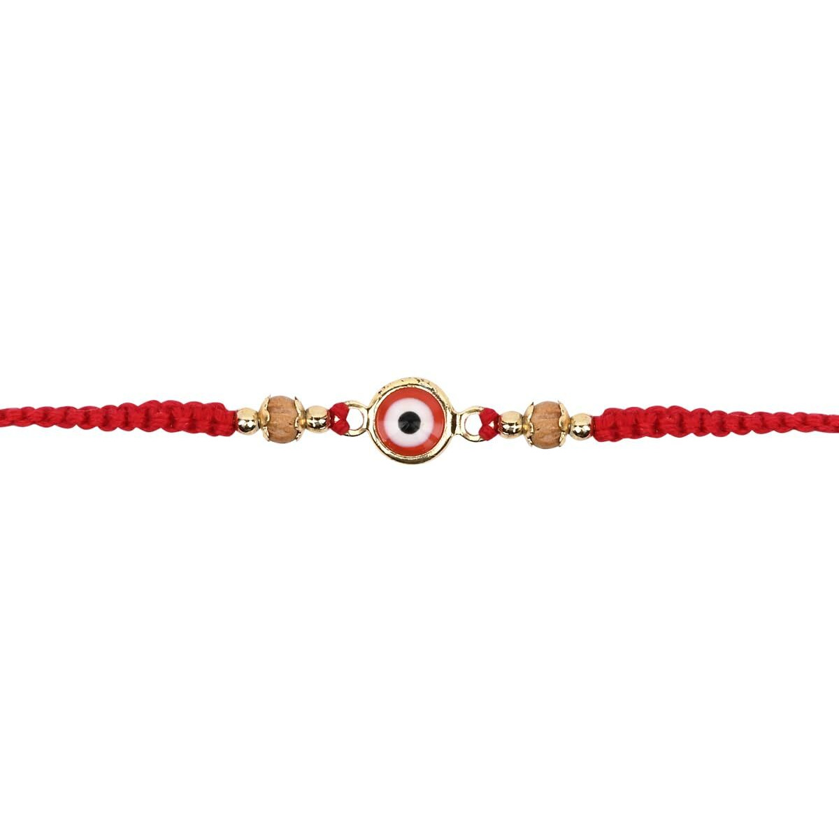 I Jewels Enamel Evil Eye Rakhi With Roli Chawal & Rakshabandhan Card For Bro/Brother/Bhai (R192Red)