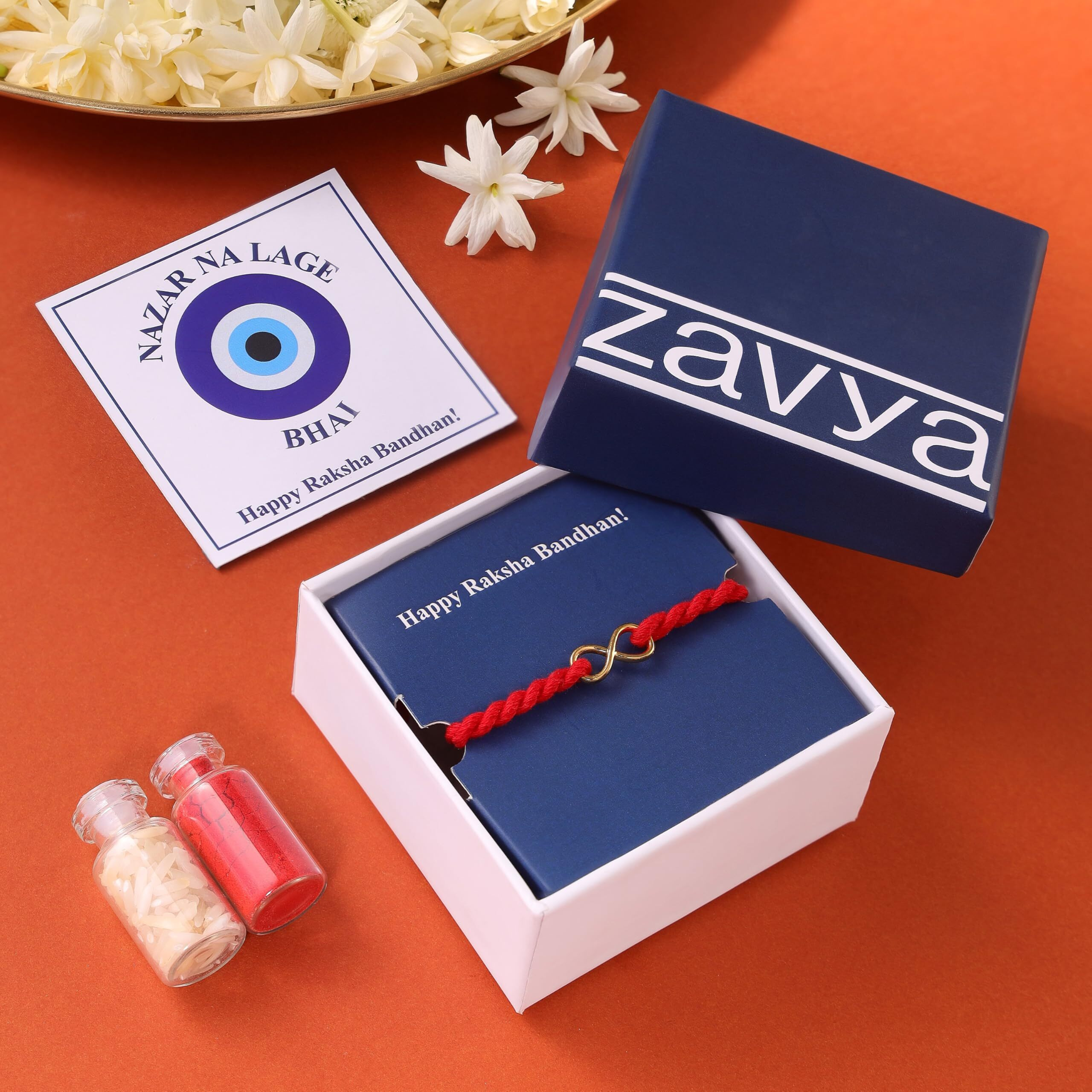 Zavya 925 Sterling Silver Infinity Minimal Gold Plating Silver Rakhi | Rakhi For Brother- Rakshabandhan | Gift For Men & Boys |With Certificate Of Authenticity And 925 Hallmark | Gift For Brother