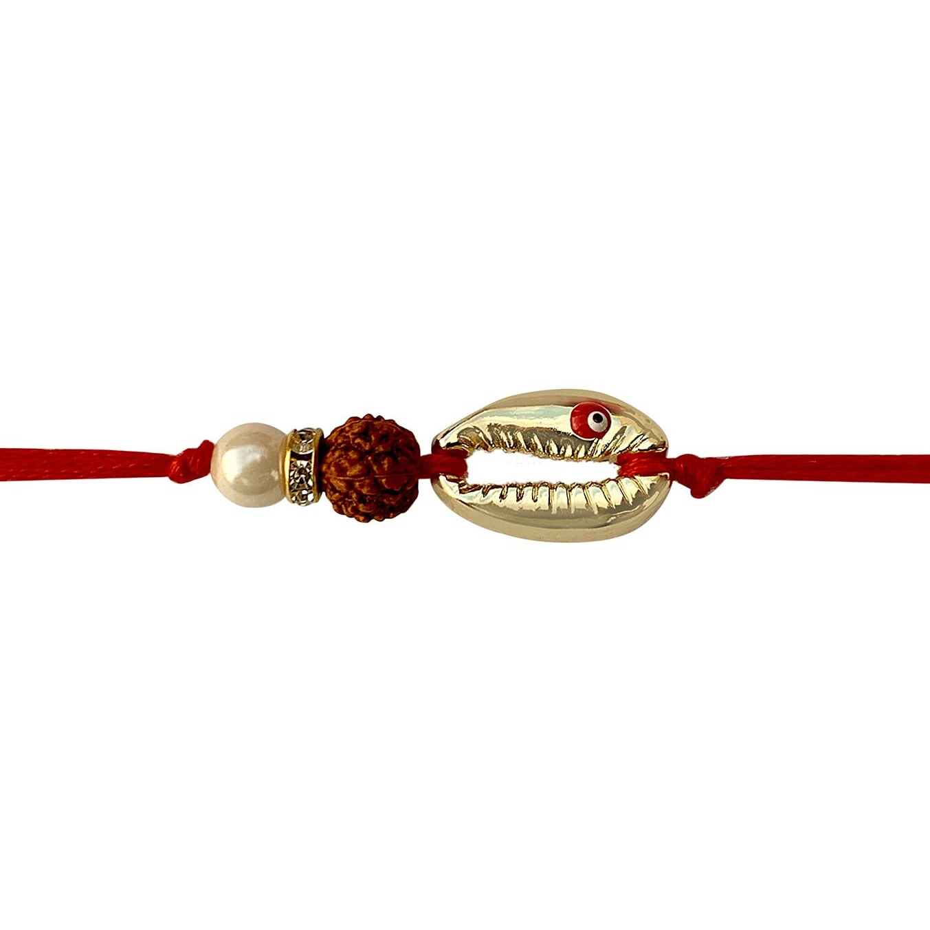 Fure Red Cowrie Shell Rakhi For Brother (Roli-Chawal Included)