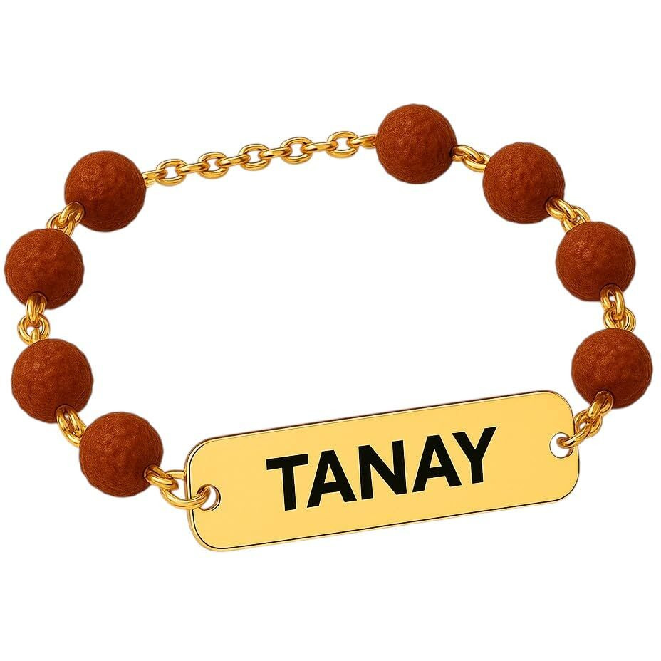 Unique Gift Items Personalized Rakhi For Brother | Stylish And Trendy Customized Artificial Rudraksh Rakhi Rk 06 (Pack Of 1)