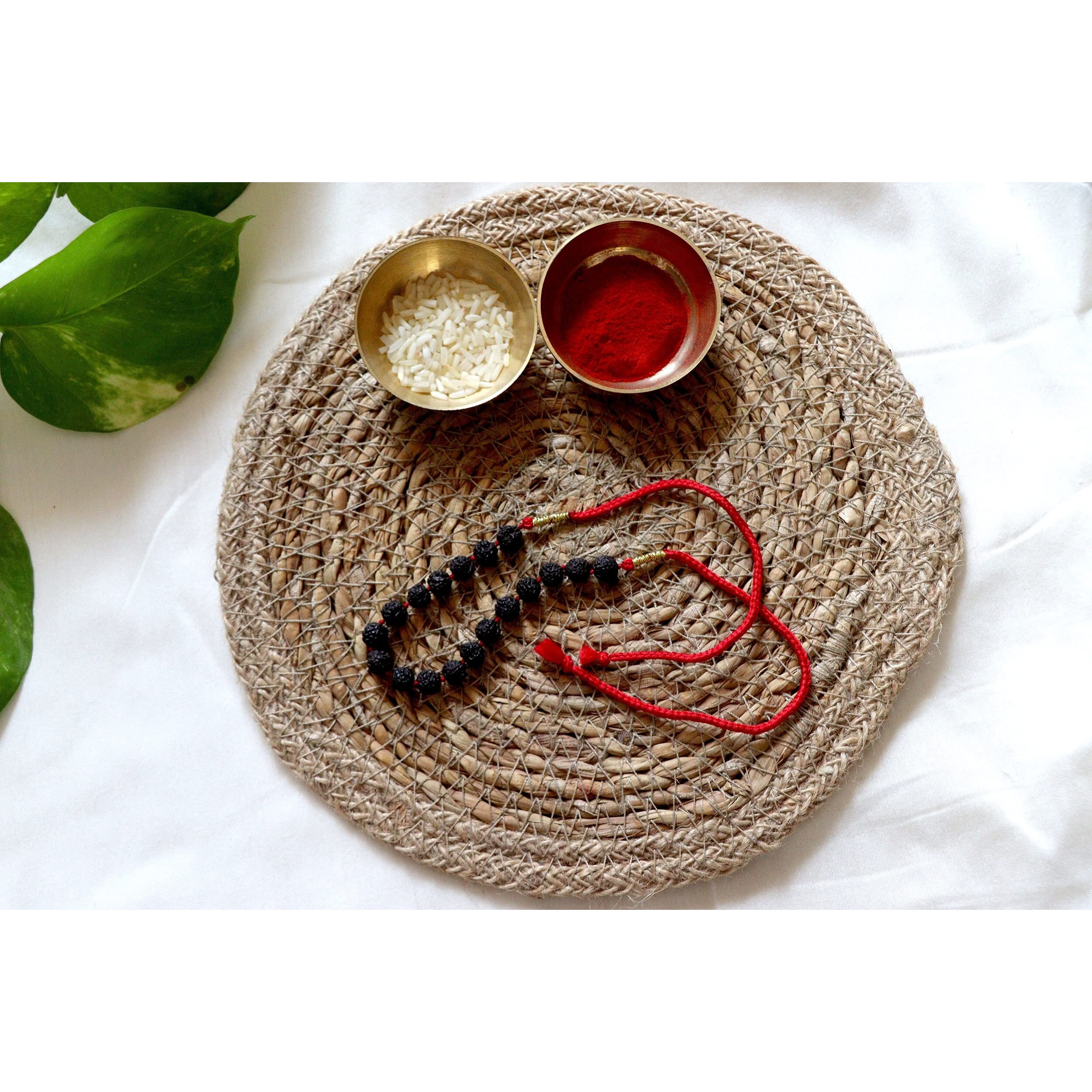 Shivaratna Rudraksha Rakhi (Hand Made) With Roli And Chawal Tilak