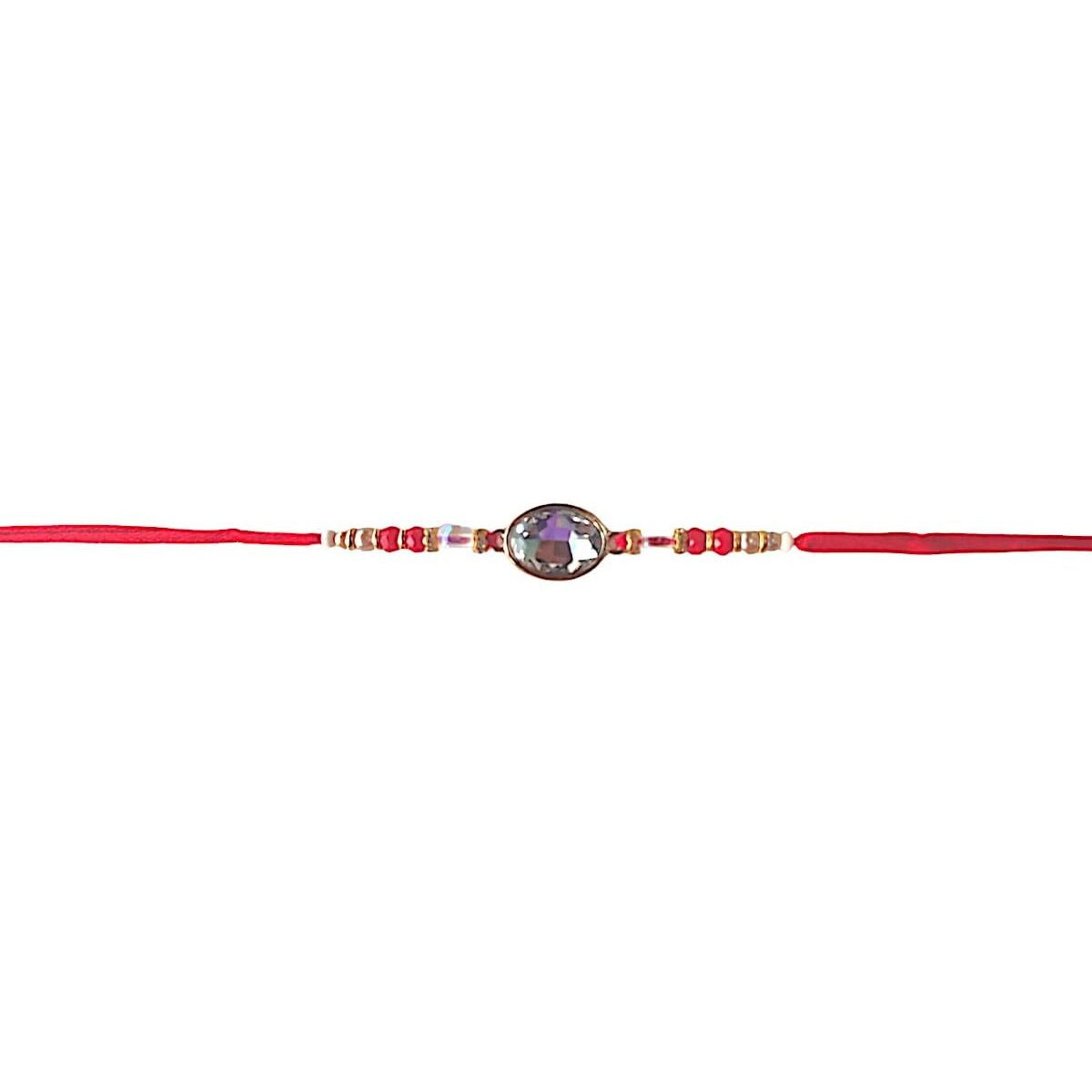 Accessher Mens Traditional Kundan Studded Delicate Rakhi For Beloved Brother & Gifting With Roli Kumkum Packets & Happy Rakshabandhan Card