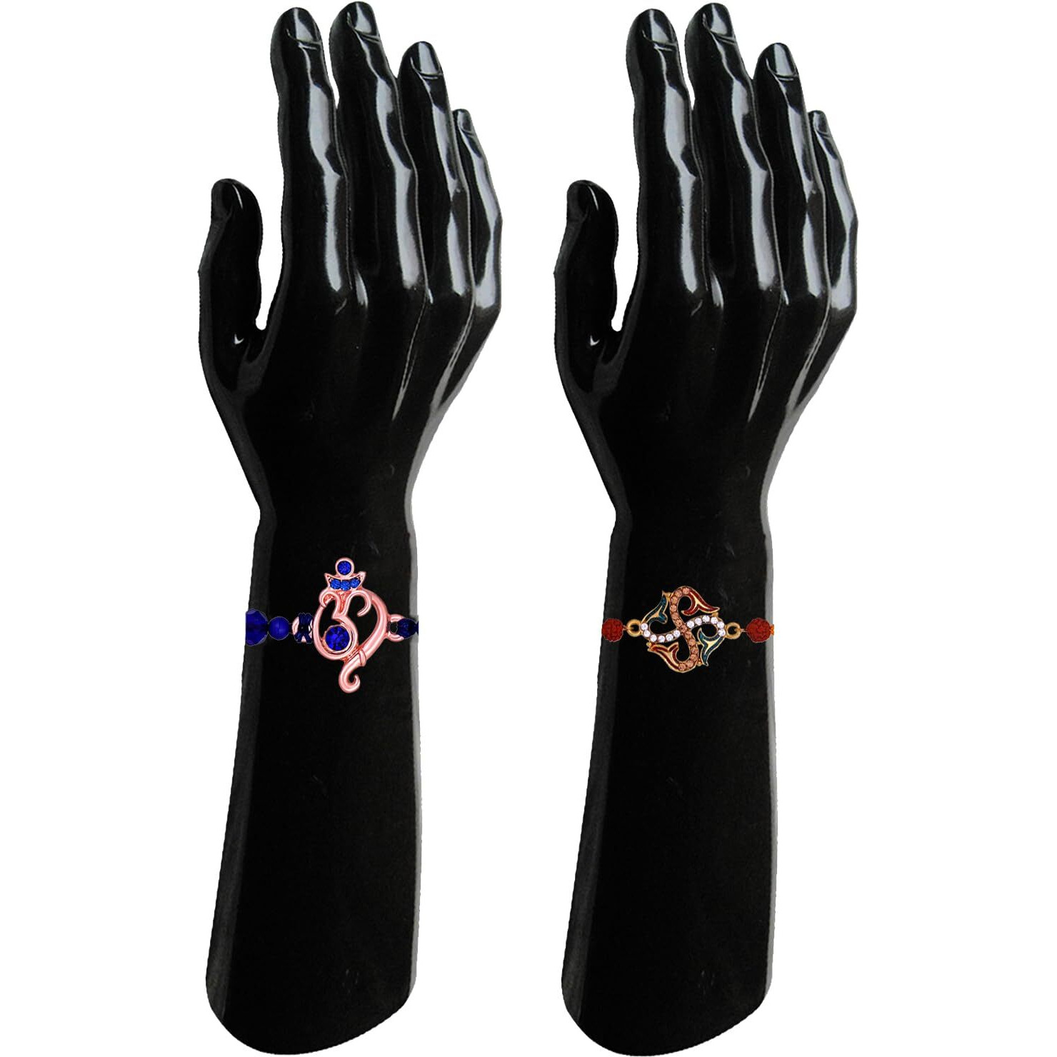 Mahi Multicolor Combo Of Evil Eye, Ganpati, Swastil And Peacock Shaped Rakhi Set With Crystals And Meenakari Work For Brother's (Rco1105541M)