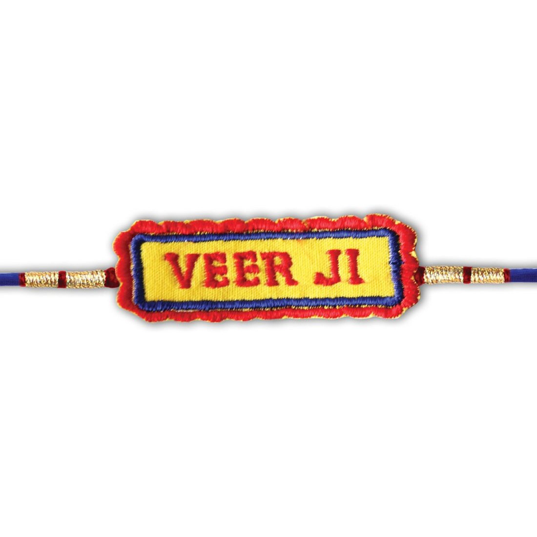 Indigifts Rakhi With Roli Chawal Greeting Card Set Of Embroidery Yellow Veerji Rakhi Designer Cartoon Yellow Ganesha Badge Rakhi