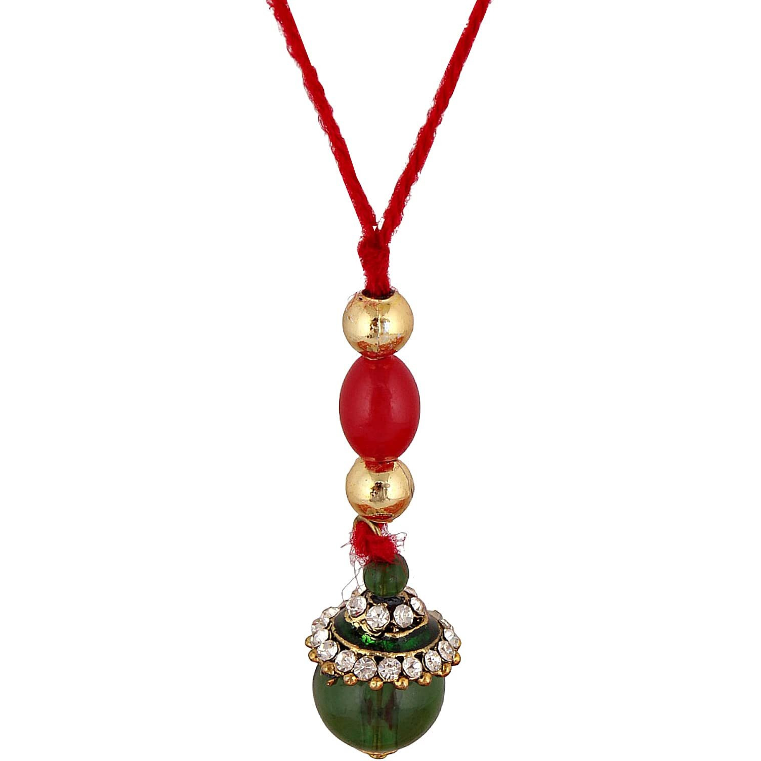 Lucky Jewellery Unisex Adult Gold-Plated Rakhi - Red Thread, Designer Fancy Traditional Rakhee Bracelet With Designer Lumba For Brother/Bhai/Bhaiya/Bhabhi - Rakshasutra