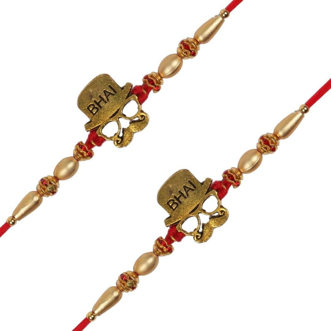 I Jewels Men Designer Bhai Engraved Rakhi For Rakshabandhan For Bhai/Brother(R953-2)(Pack Of 2)