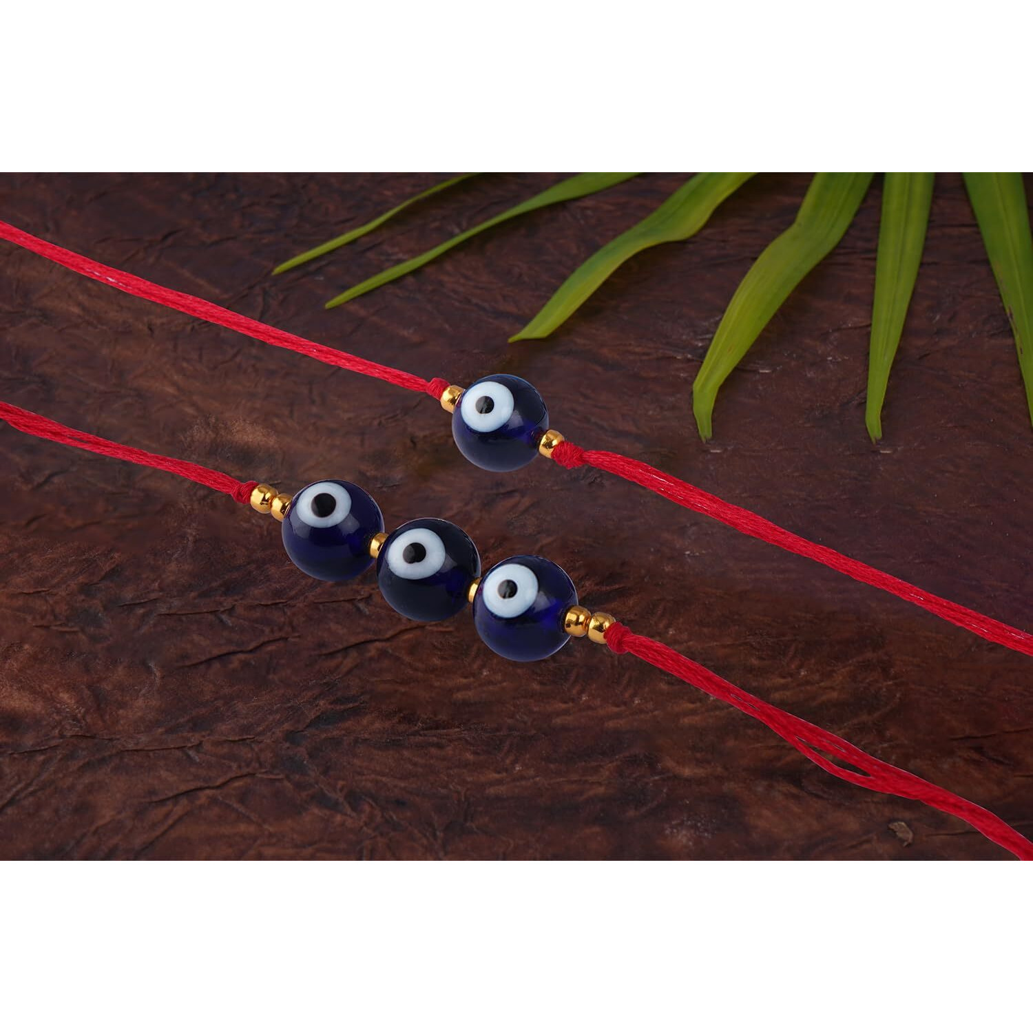 Jfl Mens - Jewellery For Less Combo Of 2 Evil Eye Rakhi For Rakshabandhan Festival Brother Rakhi Handcrafted With Roli Chawal & Hand Written Card, Adjustable.