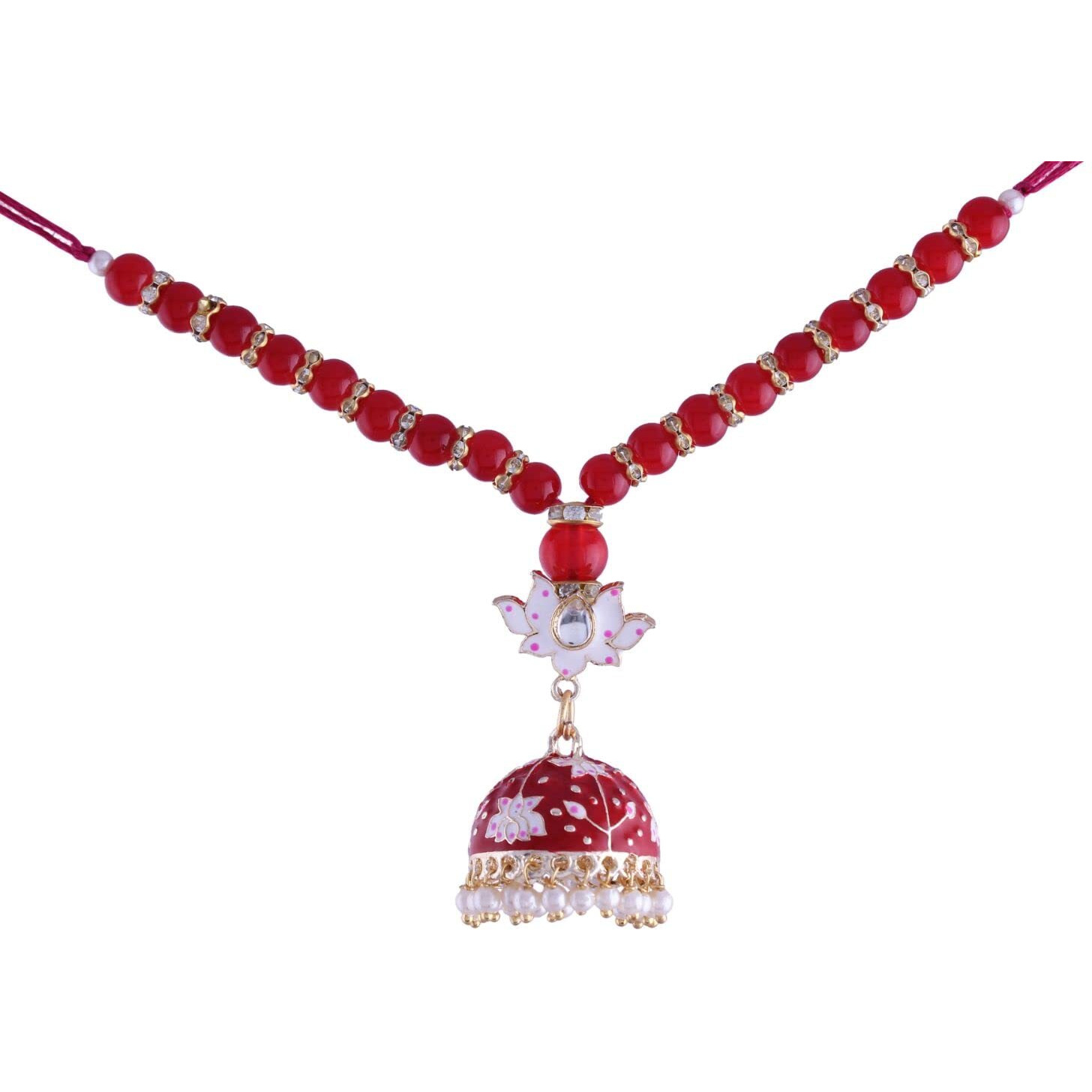 I Jewels Red Floral Meenakari Pearl Bracelet For Bhabhi/Sister (R074R-L)