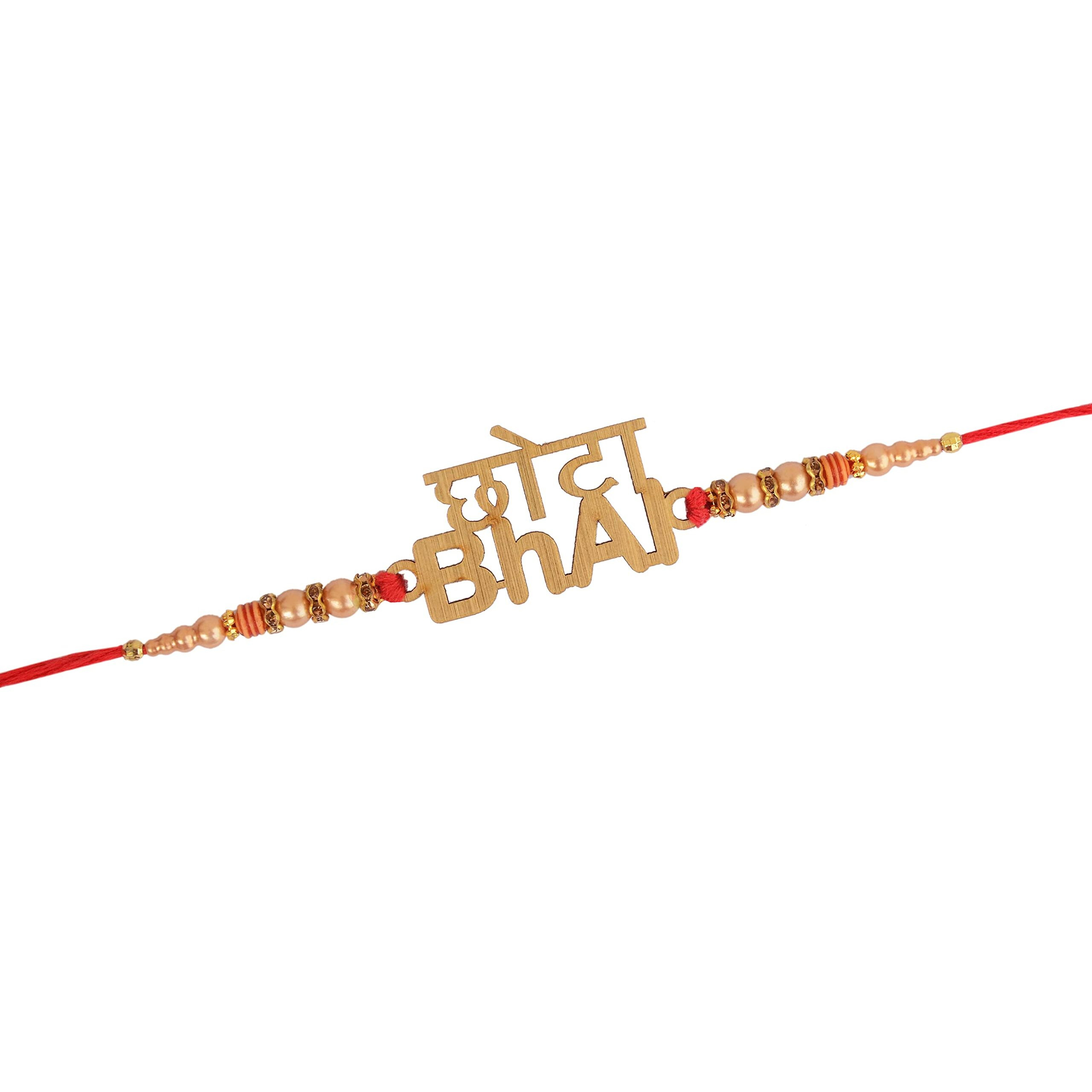Cluze 2 Pc Rakhi For Brother - Chota Bhai Rakhi- Best Brother Rakhi - Rakshabanhan Rakhi Gift For Brother With Peacock Roli Chawal Platter