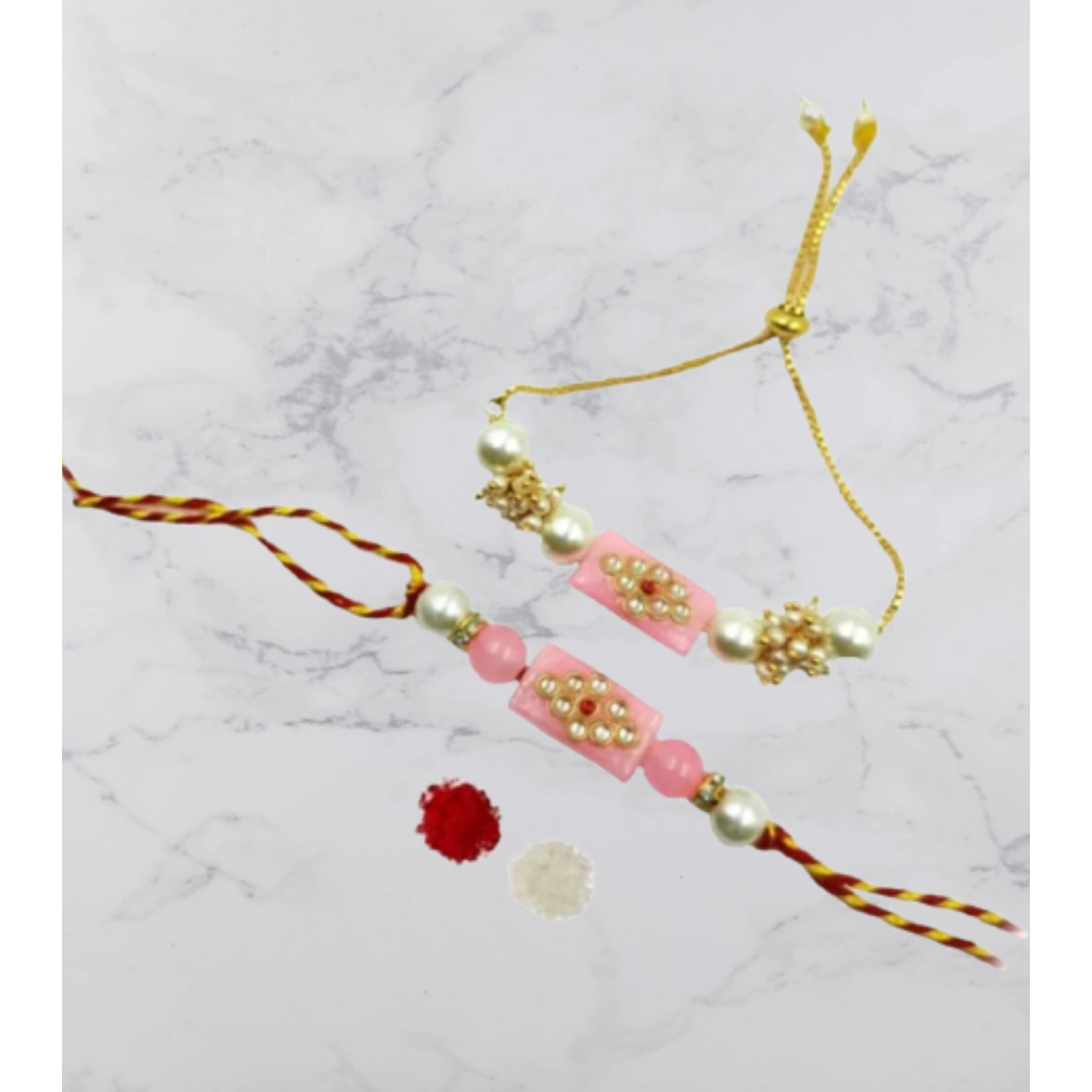 Genric Yash Gems Beautiful Combo Of 2 Rakhi & Kada For Brother|For Bhaiya|For Bhiya & Bhabhi (Ygr65)