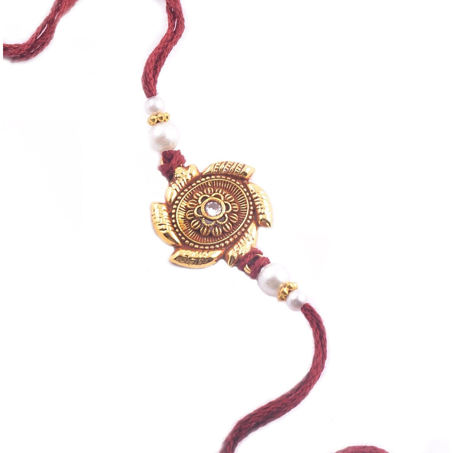 Vama Fashions Golden Unique Dori Rakhi Raksha Bandhan Rakhee Hand Band For Men Lovely Brother Bhaiya