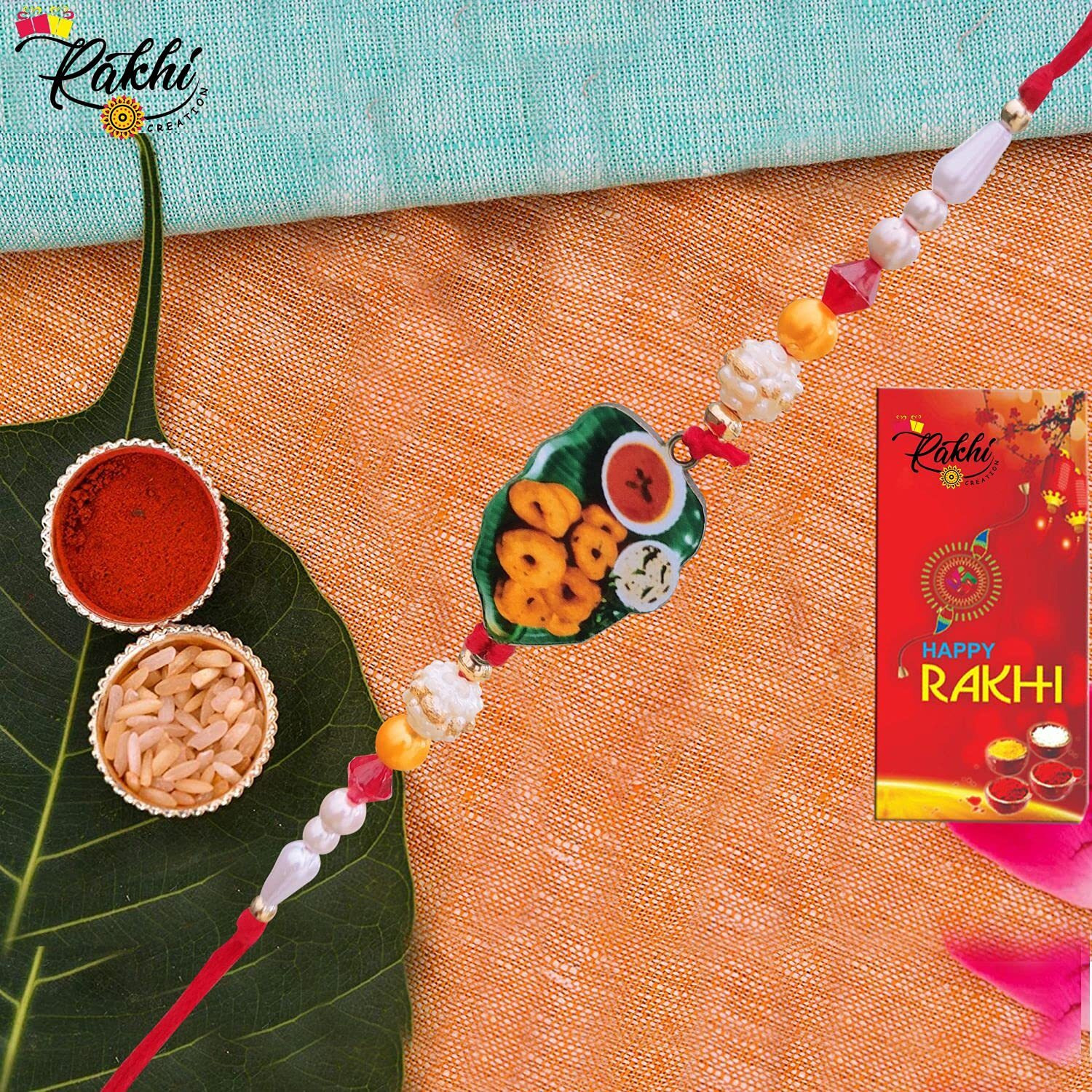 Case Creation Funny Cute Miniature Bracelet Rakhi (Set Of 2) Idli Vada Shambhar Rakhi For Brother Cool Bhai/Rakhi For Bhai/Rakhi For Bhaiya/Rakhi For Kids/Rakhi For Sister / 2 Rakhi Combo